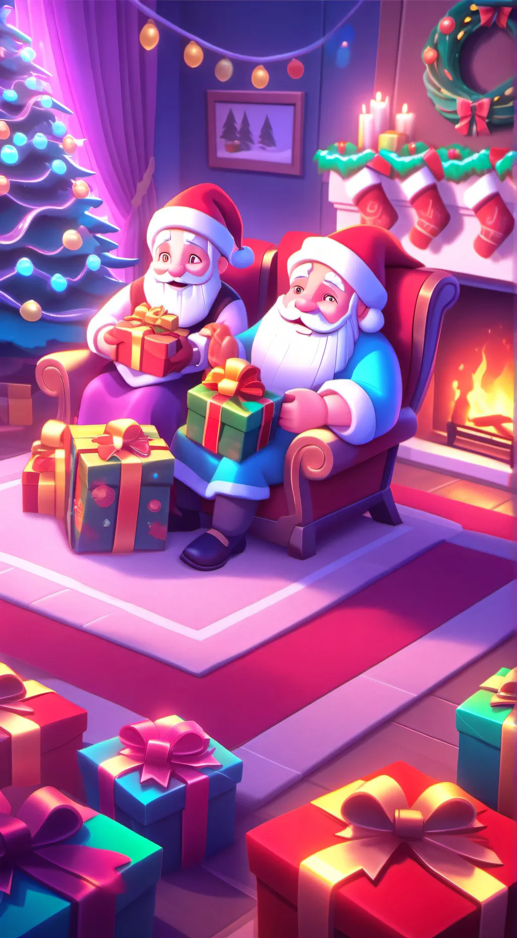 ai character: Afton family Xmas background