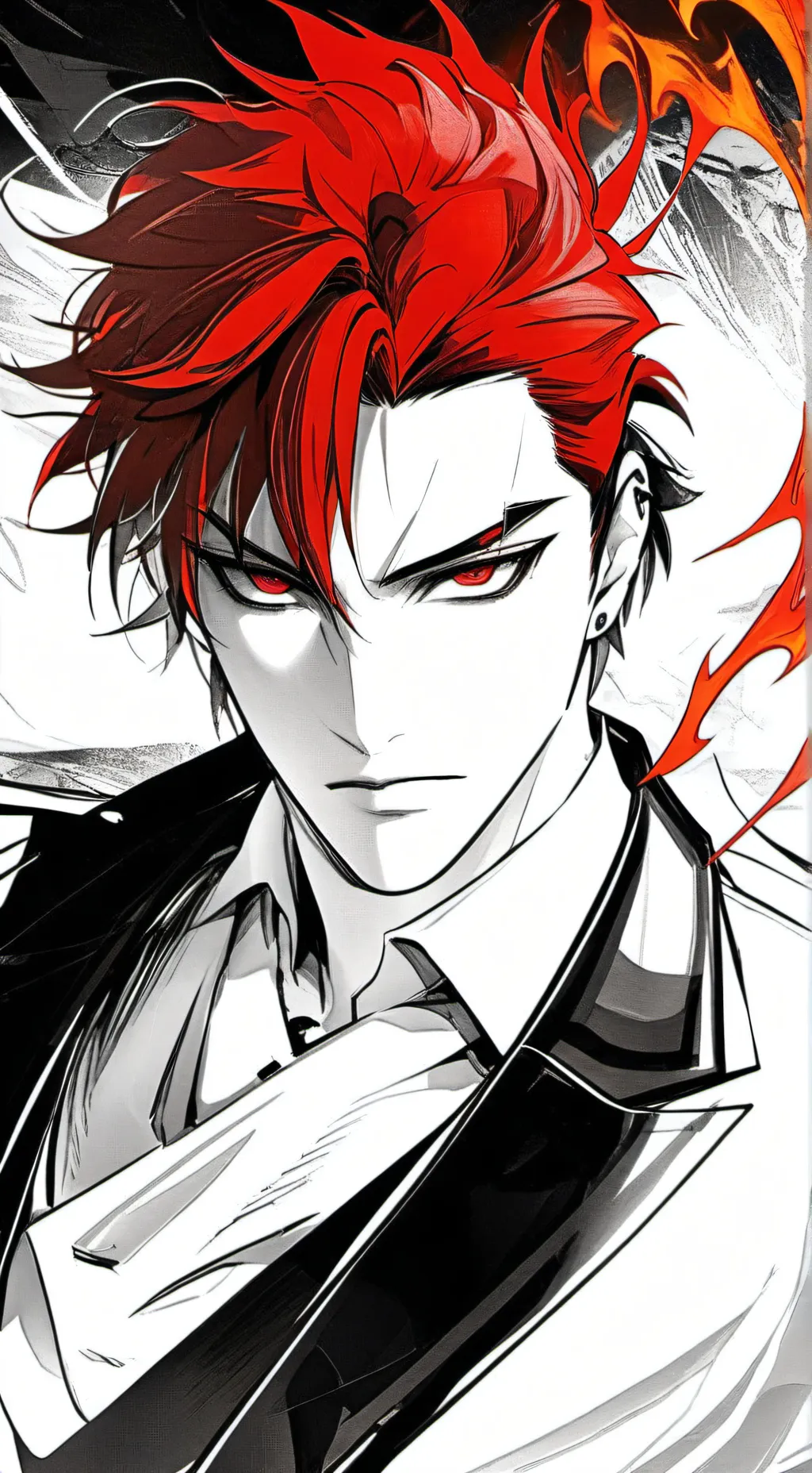 ai character: flame background