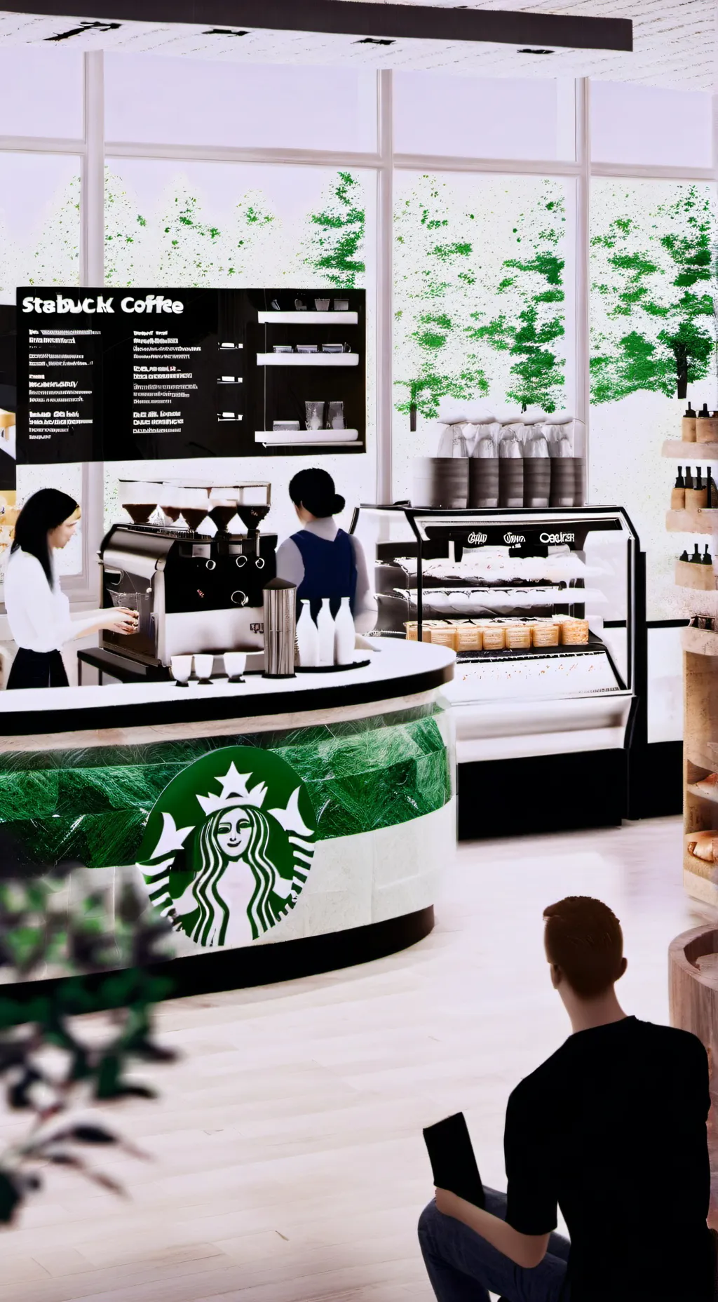 ai character: Starbucks background