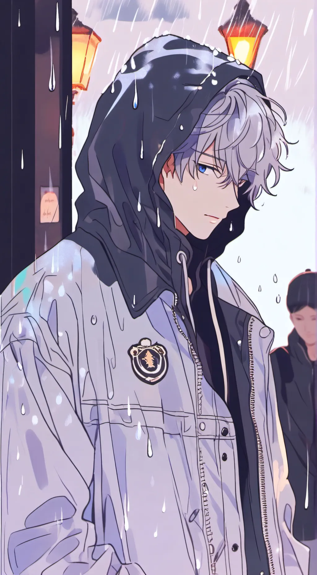 ai character: A rainy day background