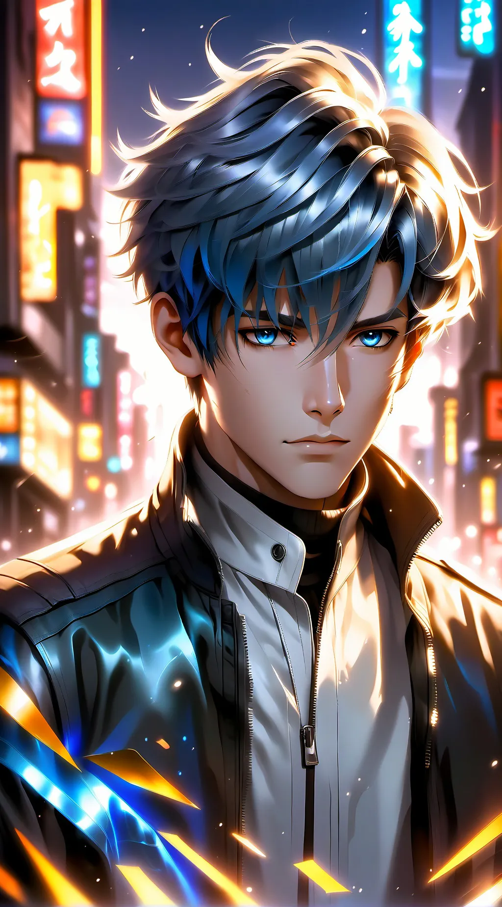 ai character: neon background