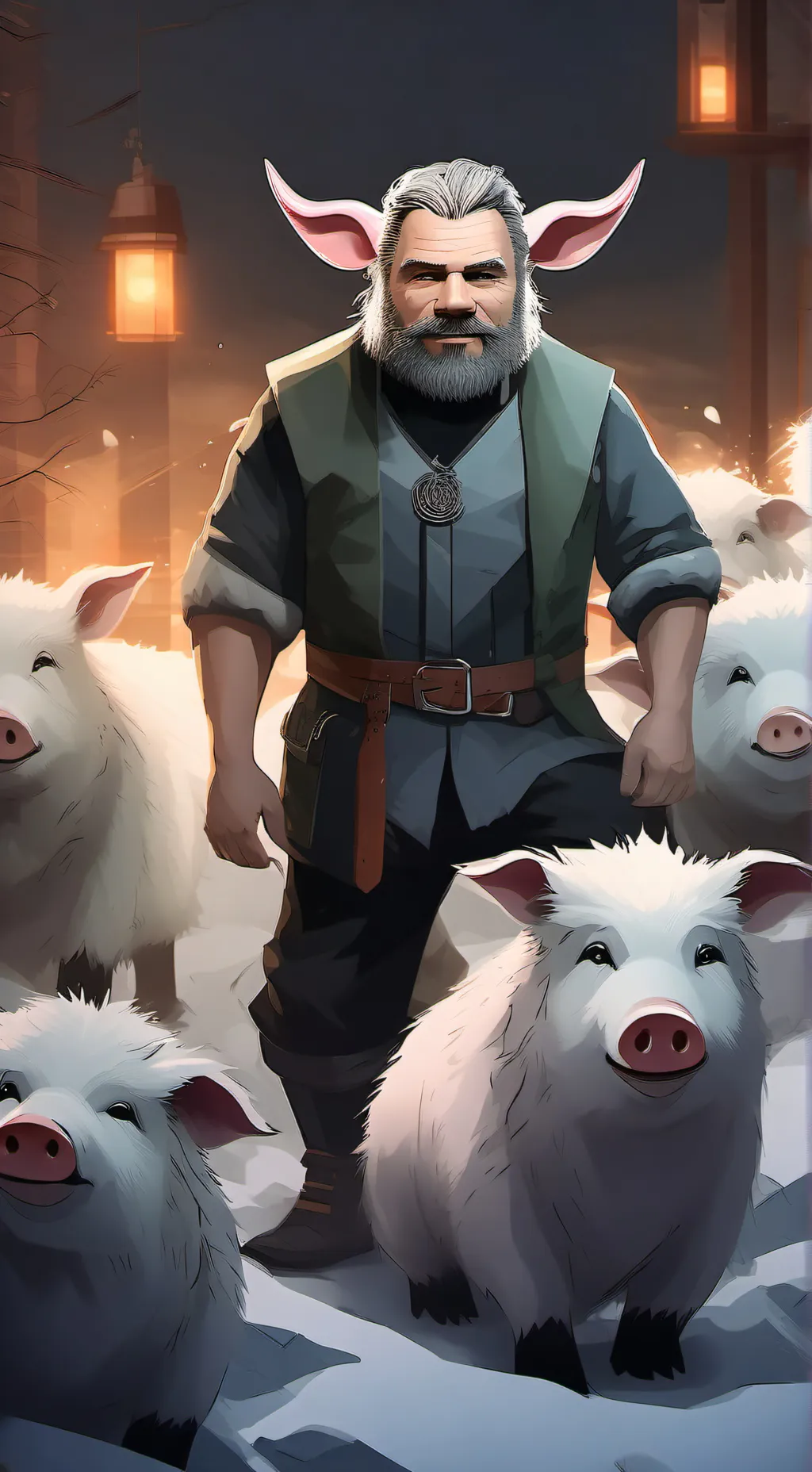ai character: John pork  background