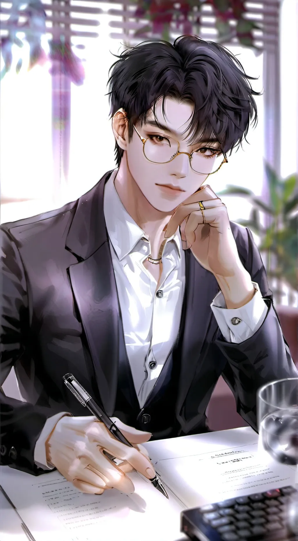 ai character: Caspar Noir Rosa  background