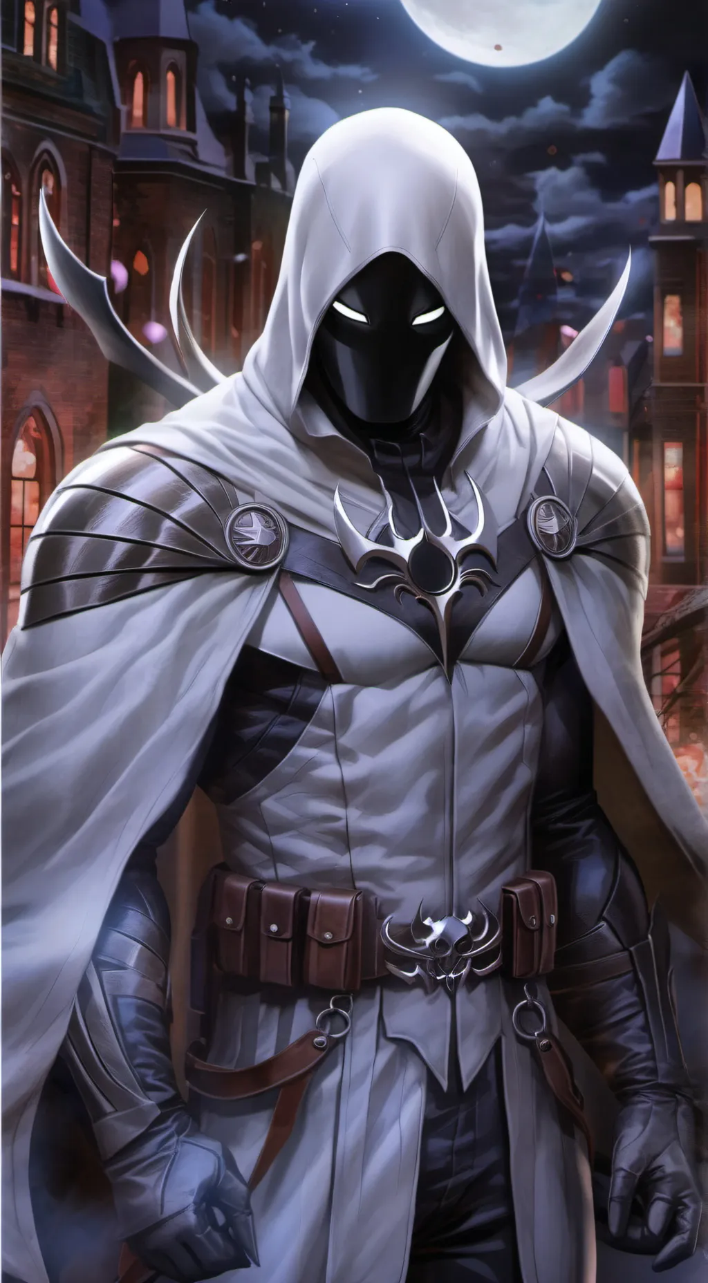 ai character:   moon knight.hay background