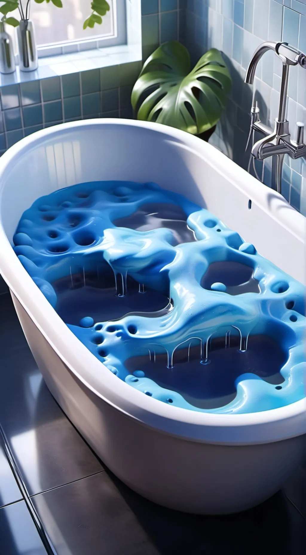 ai character:  blue slime infect background