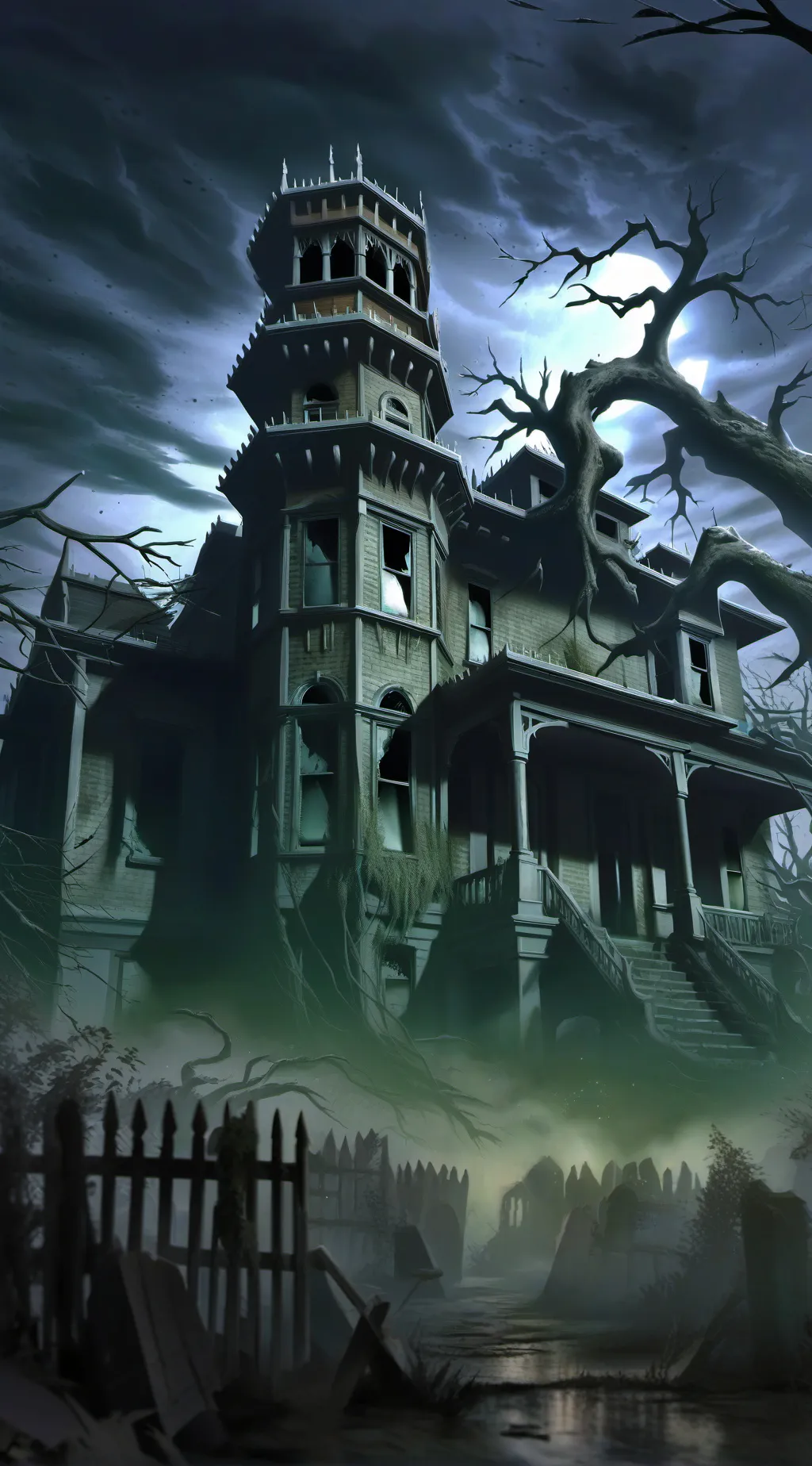 ai character: HAUNTED HOUSE! 🎃 👻 background