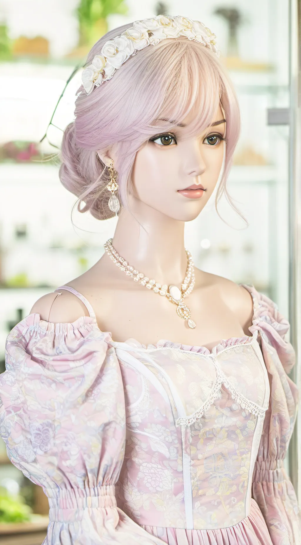 ai character: Mannequin girl  background