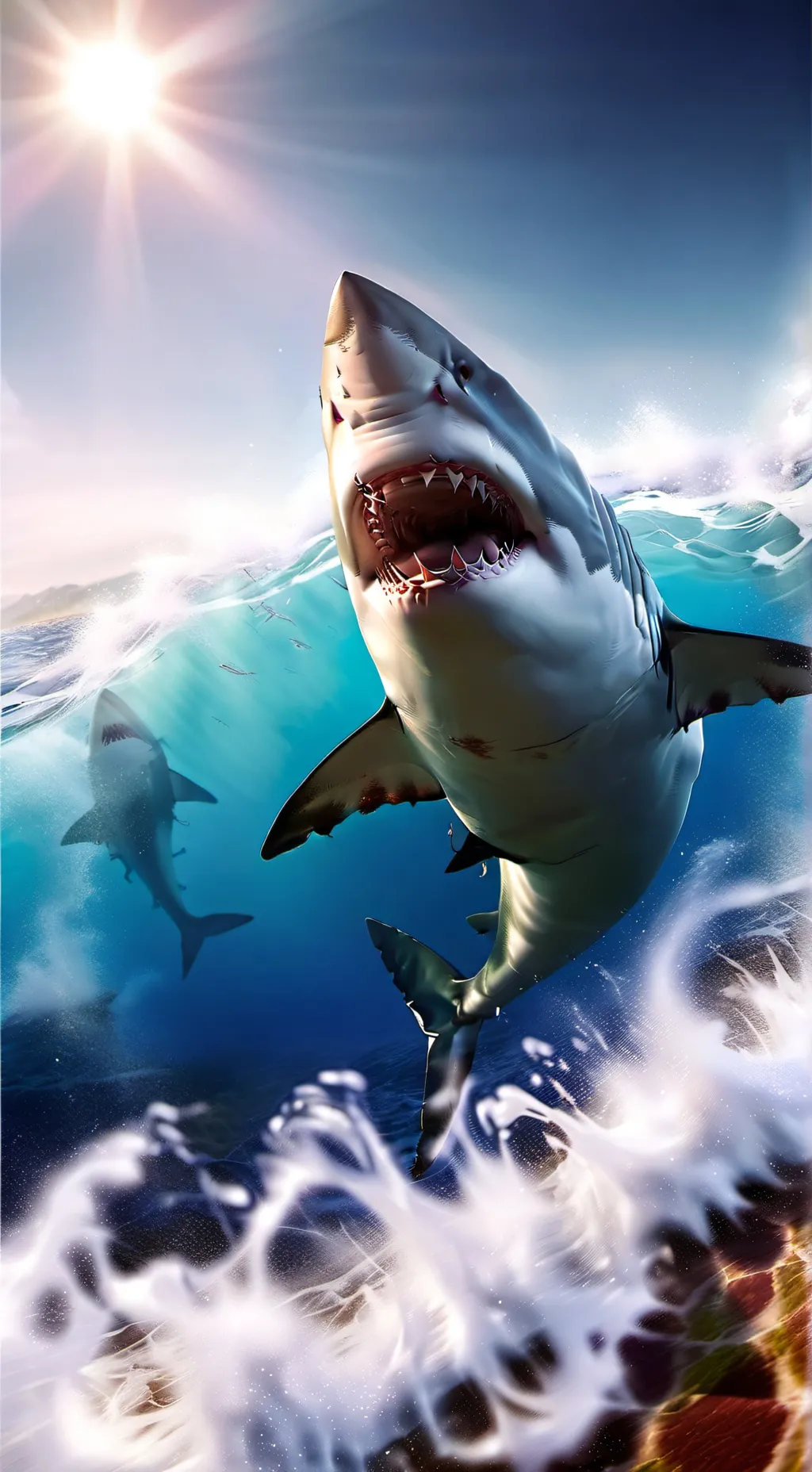 ai character: hungry shark background