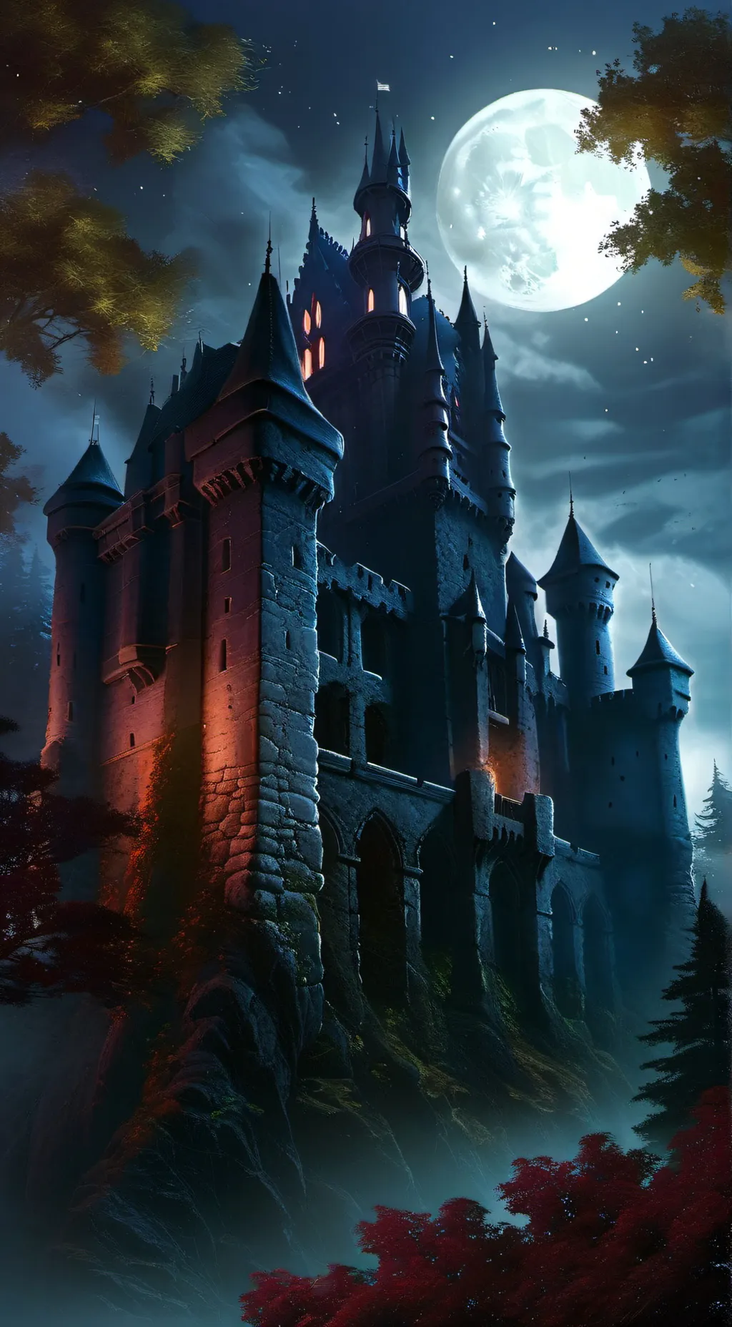 ai character: Vampire castle  background