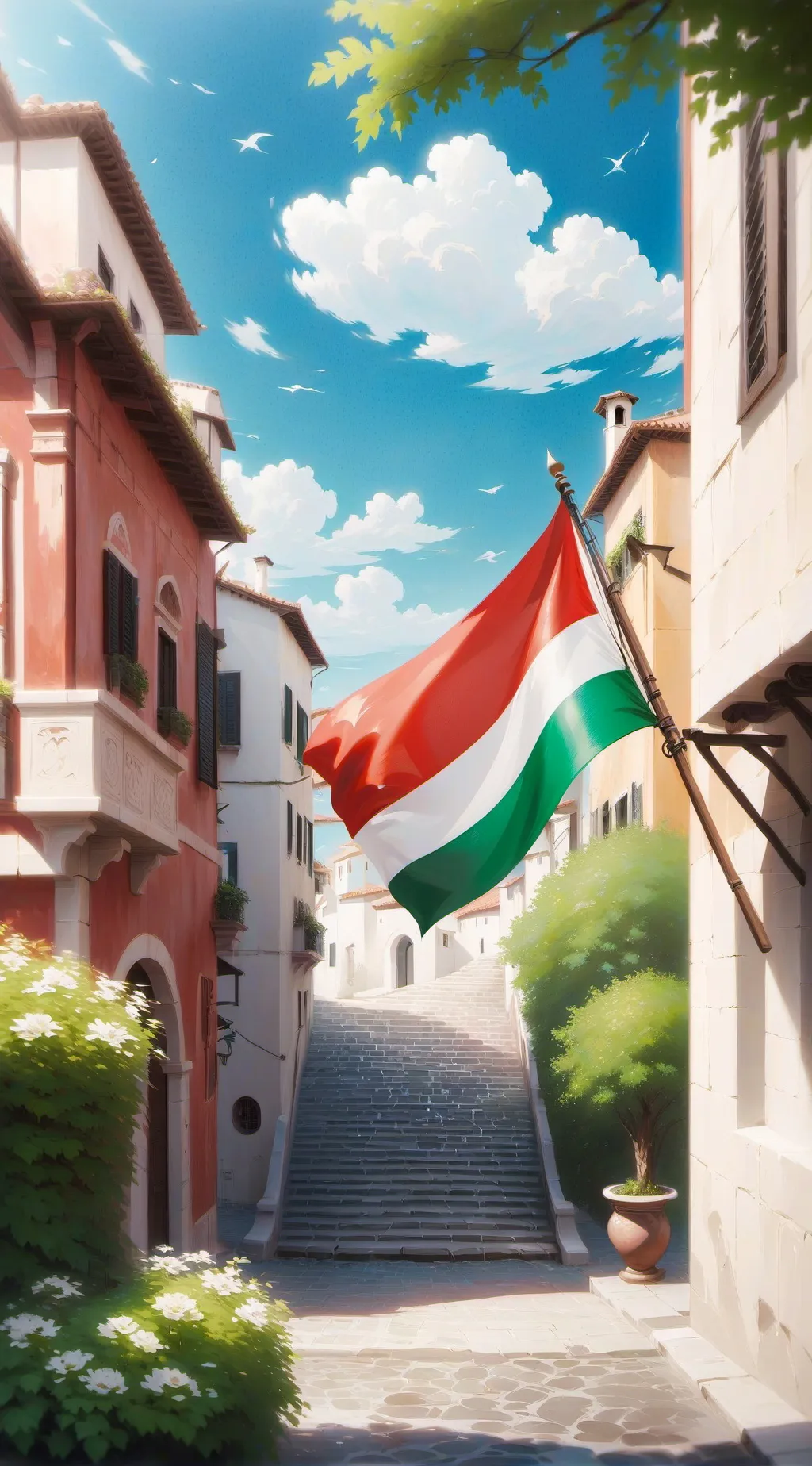 ai character: Italy countryball  background