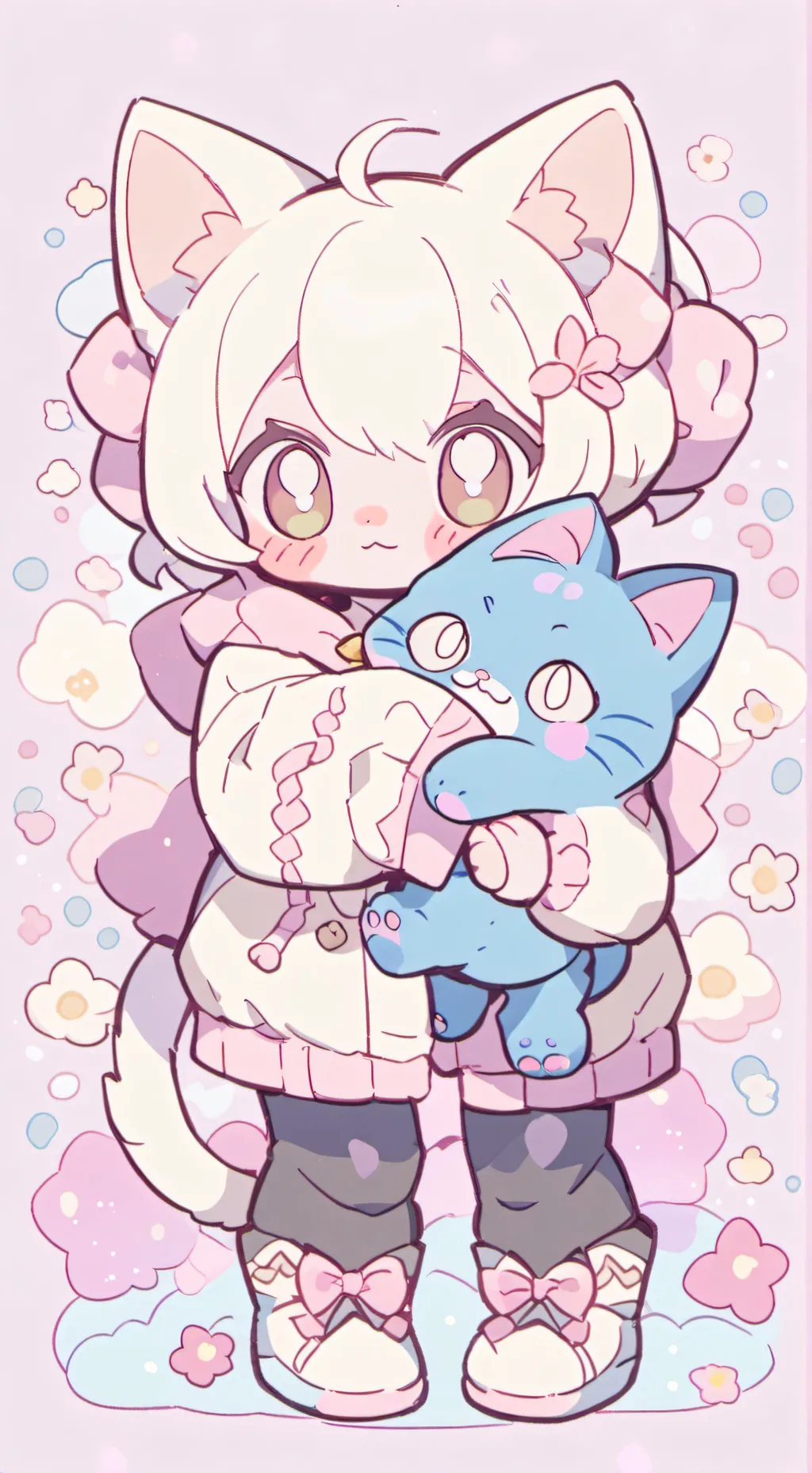 ai character: Blueberry + kitkat background