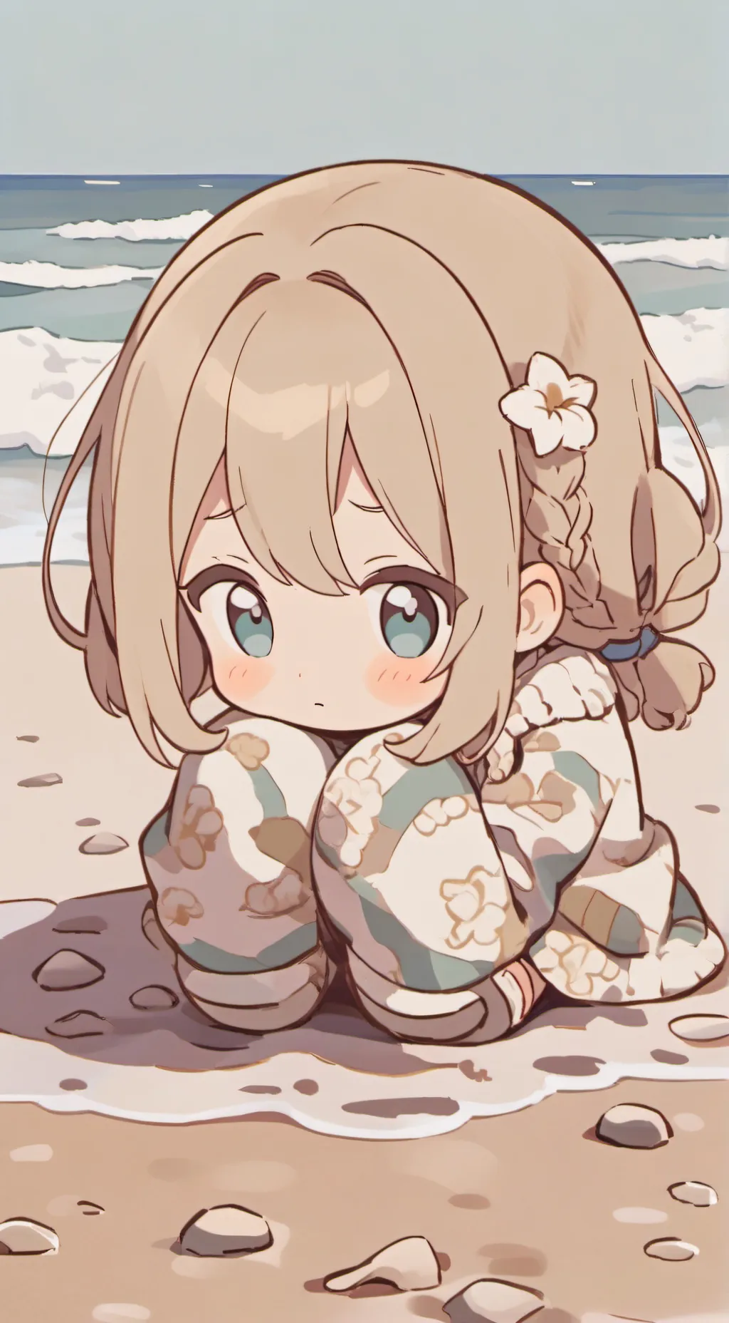 ai character: the beach background