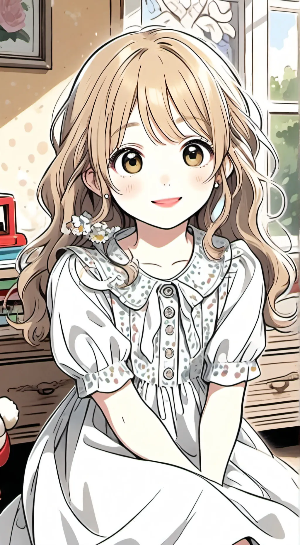 ai character: Young girl ￼ background