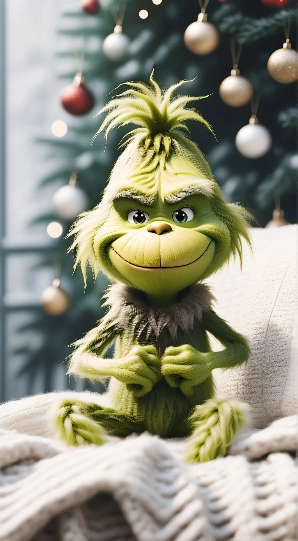 ai character: Plush Grinch  background
