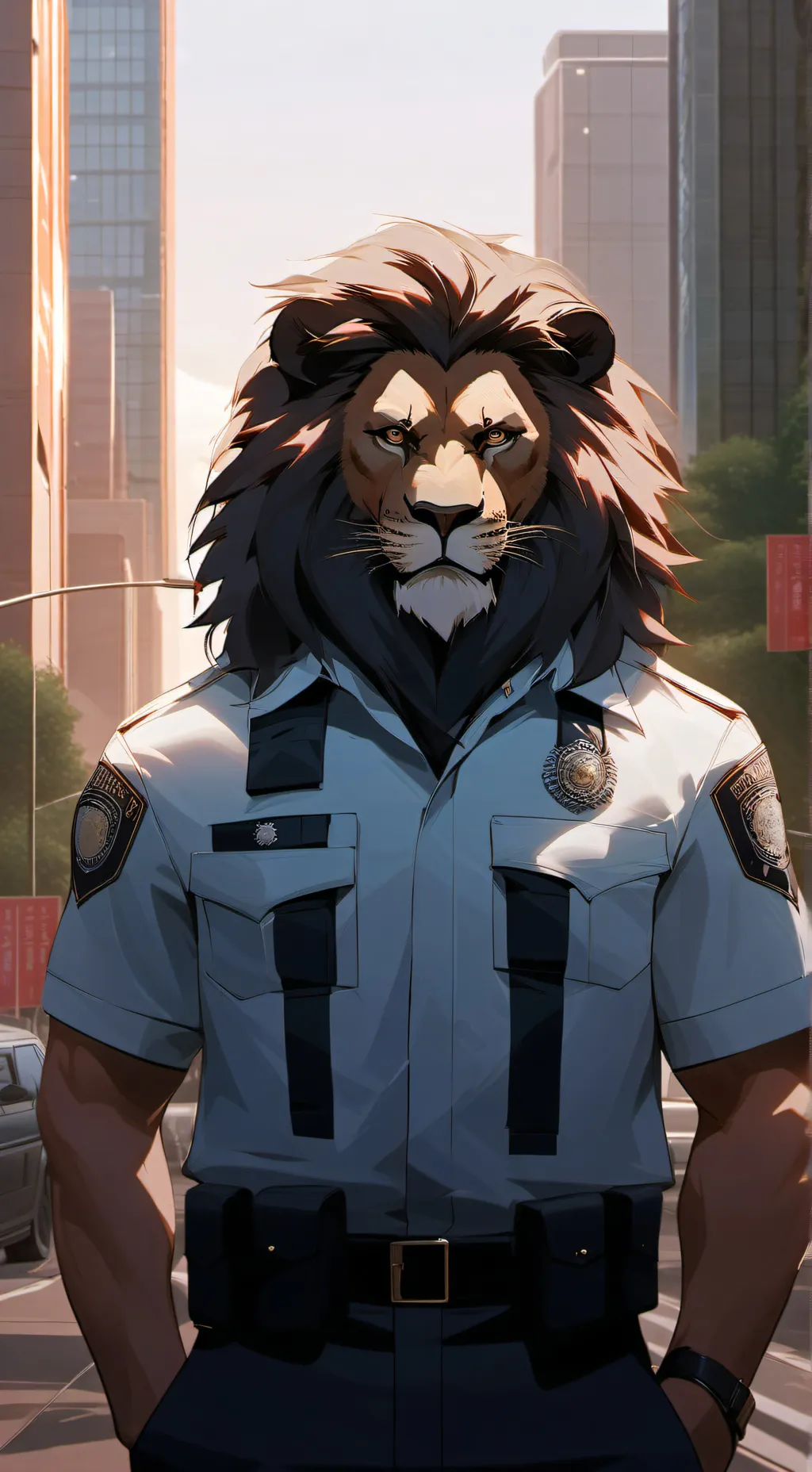 ai character: Officer lion background