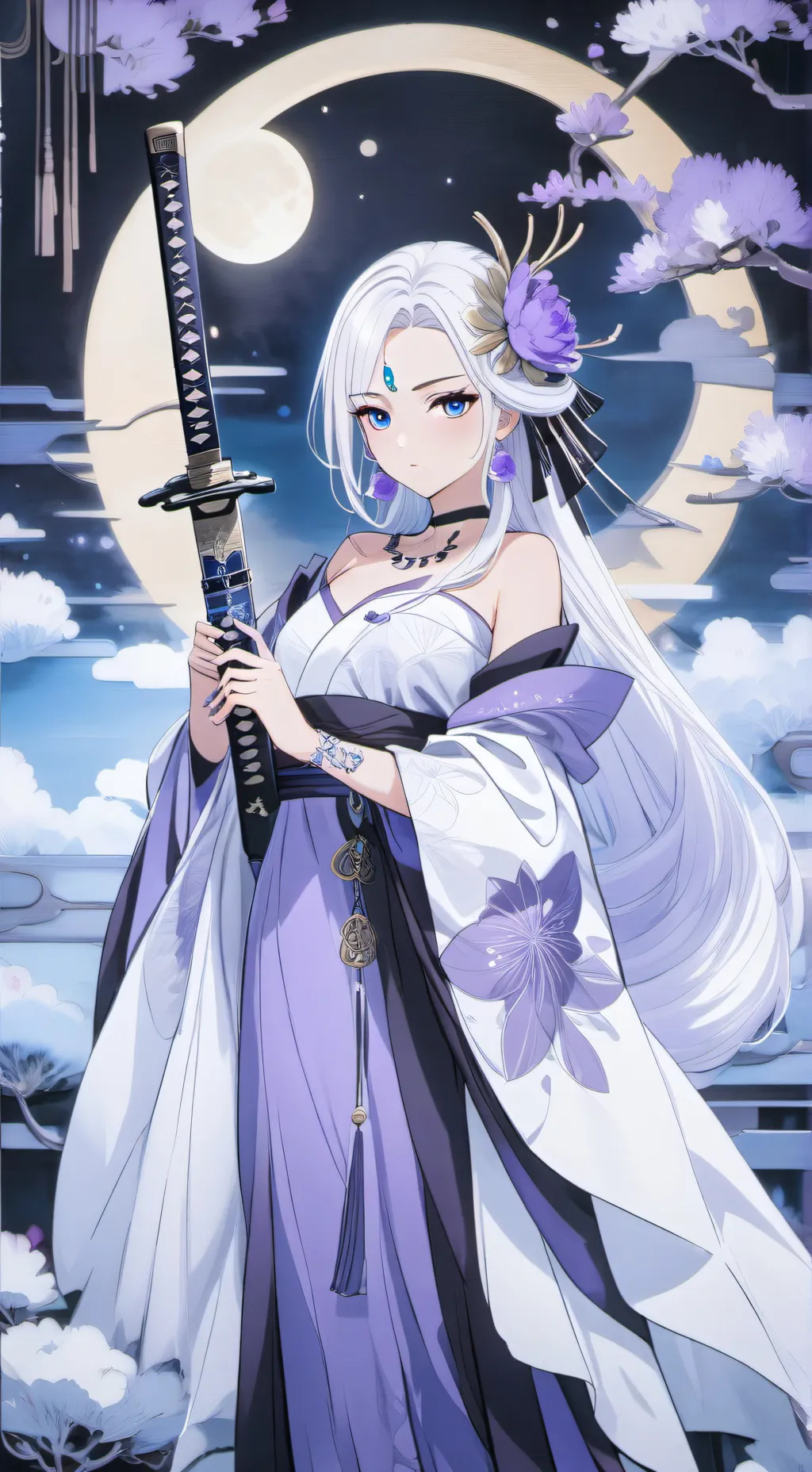 ai character: 紫月 background