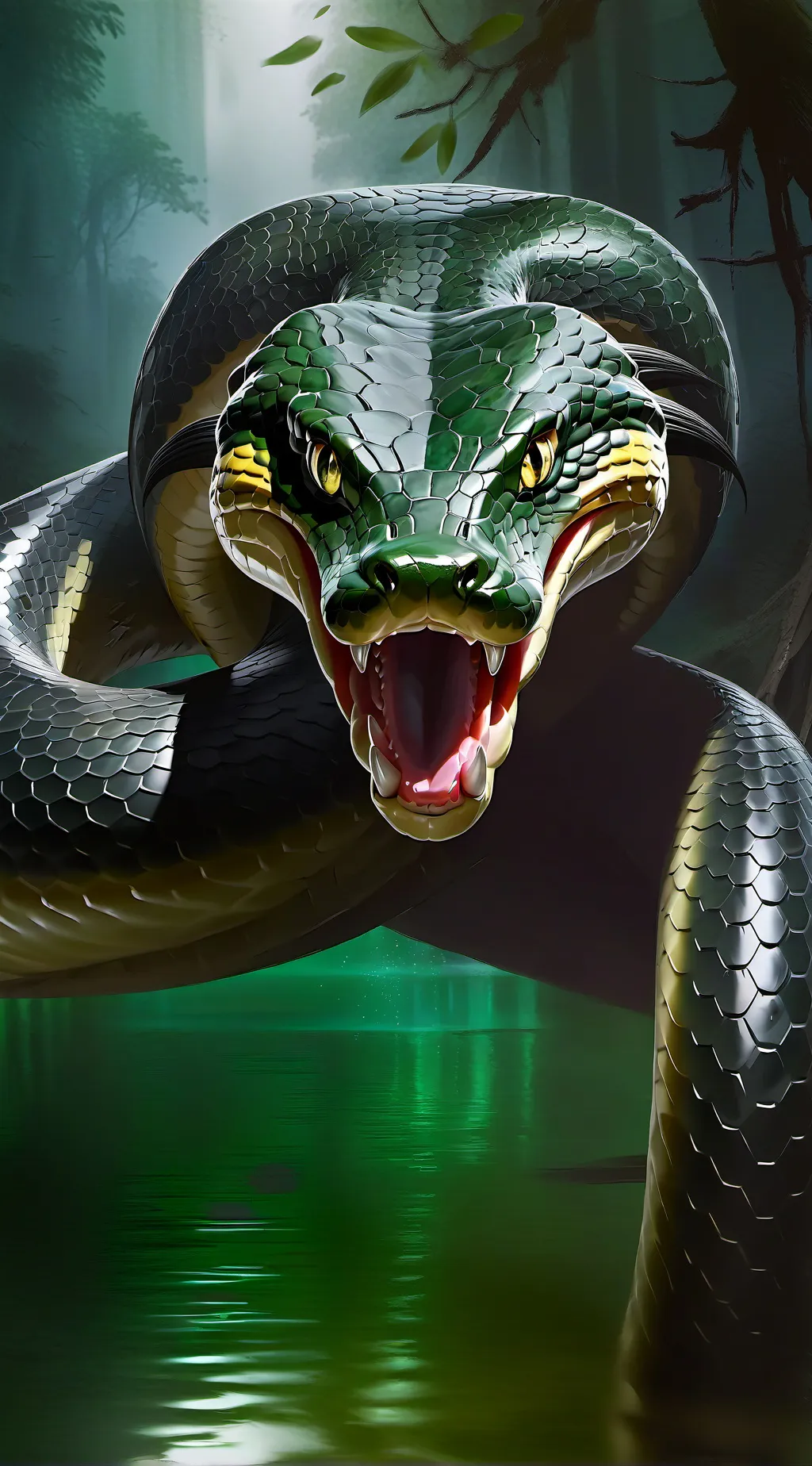 ai character: green anaconda  background