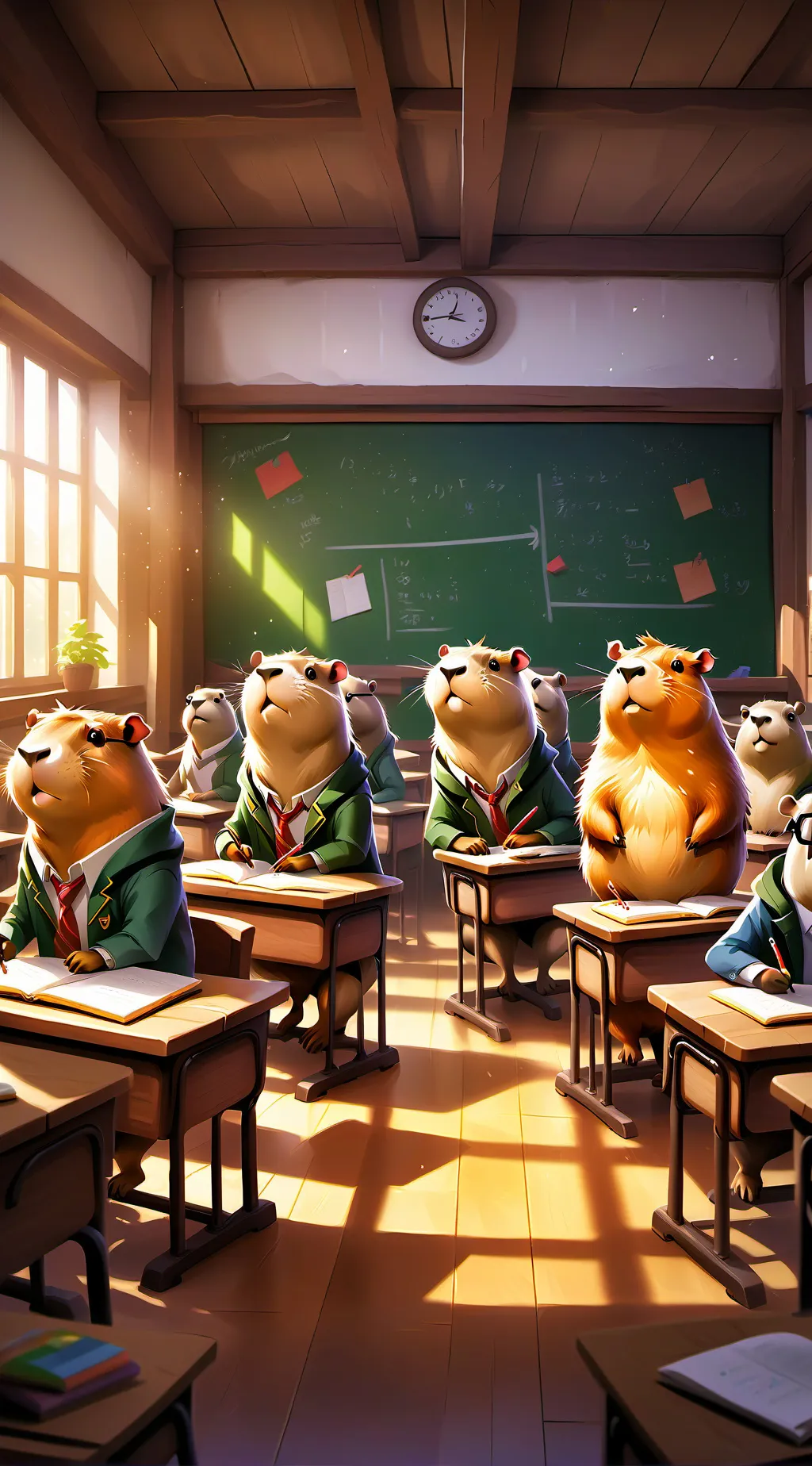 ai character: Capybara school ￼ background