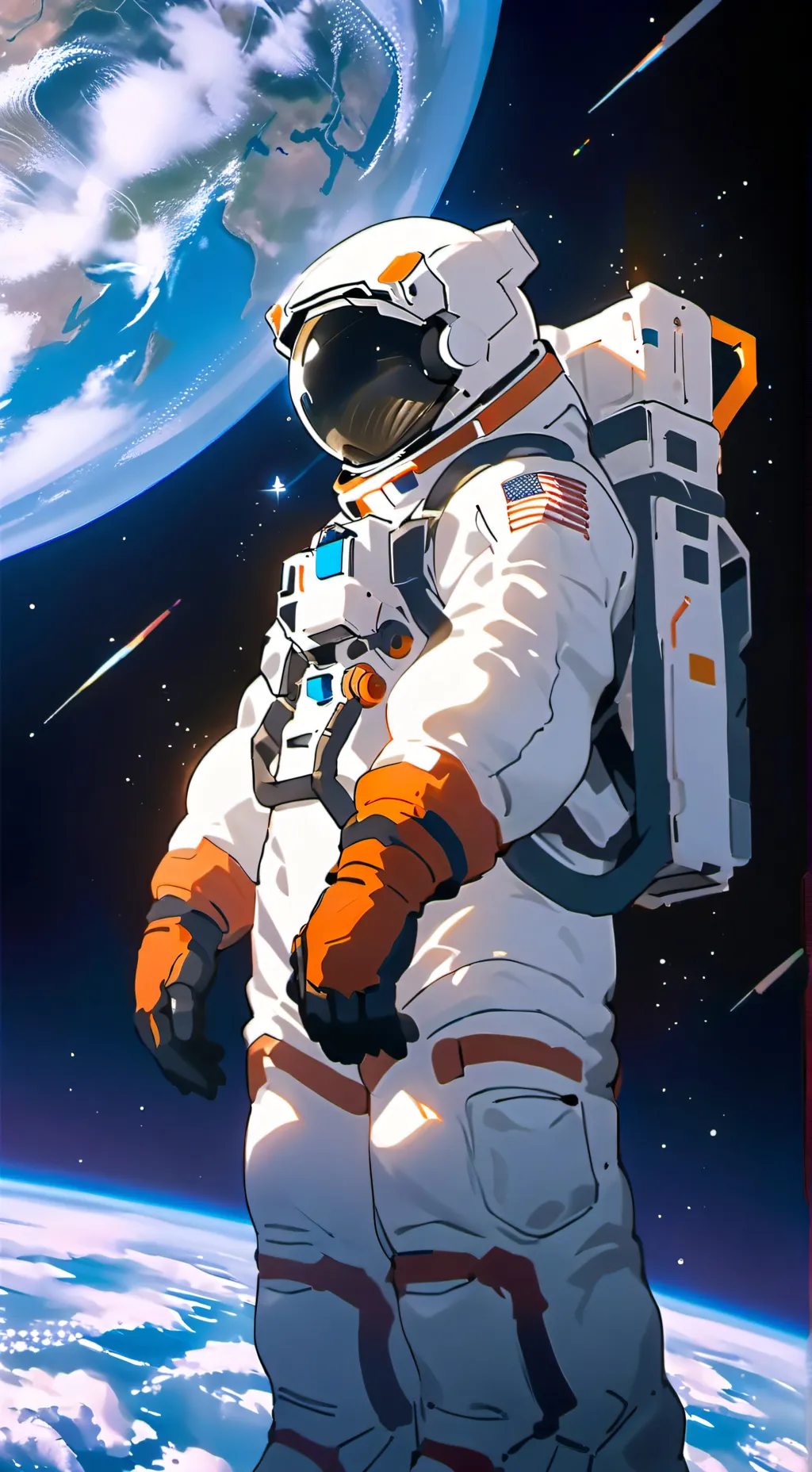 ai character: giant astronaut  background