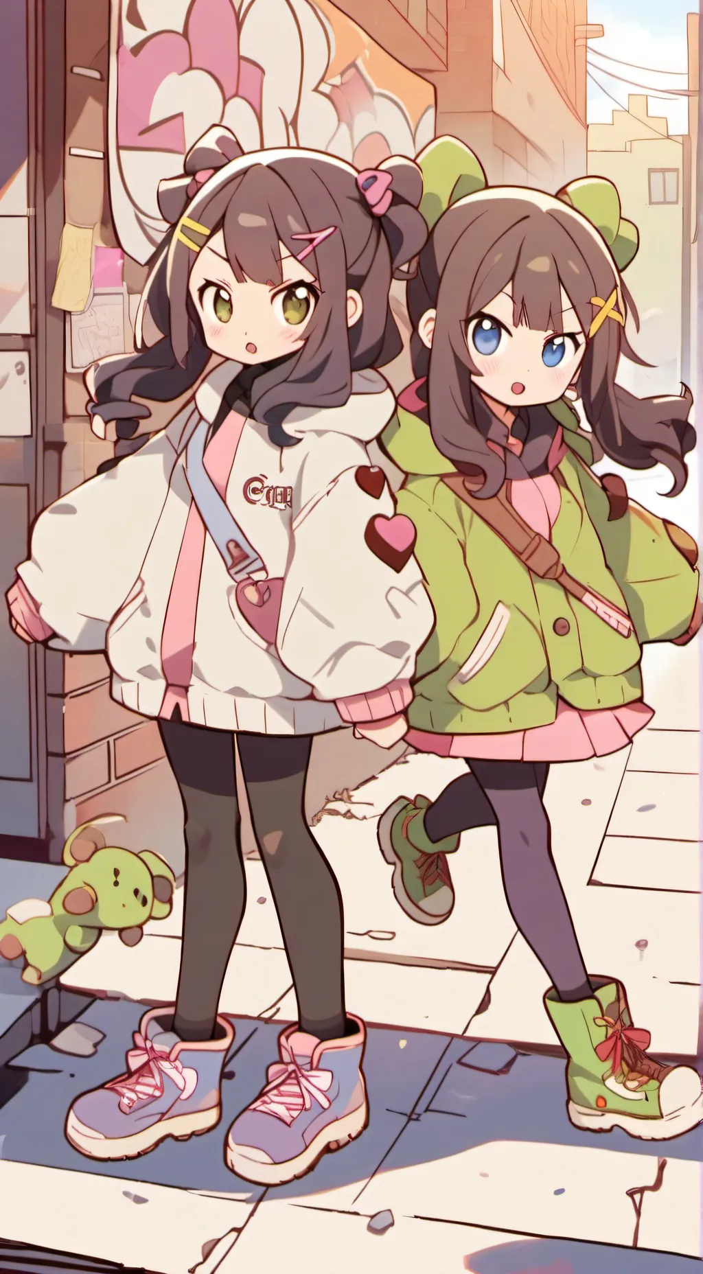 ai character: twins..  background