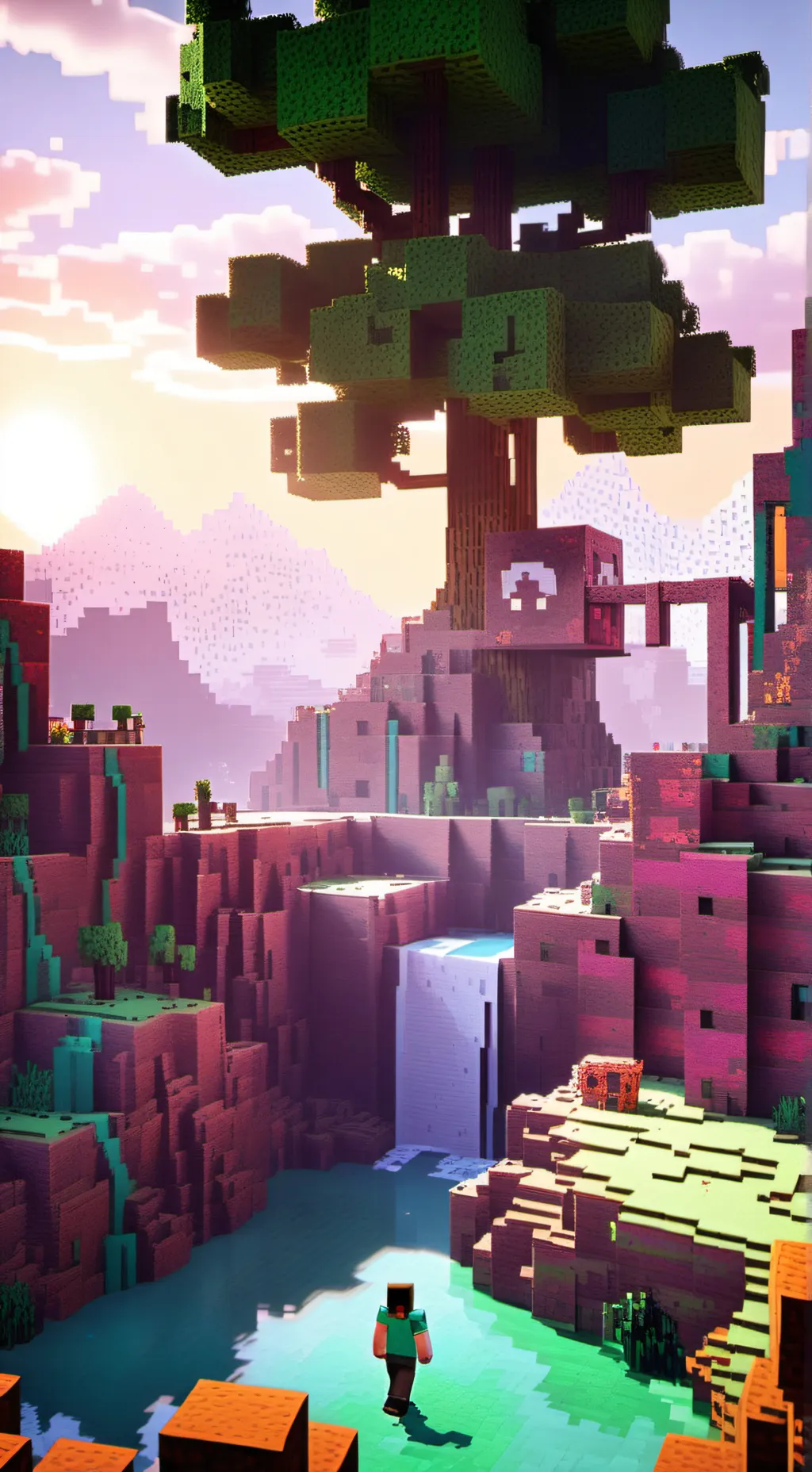 ai character: Sprunki Minecraft background