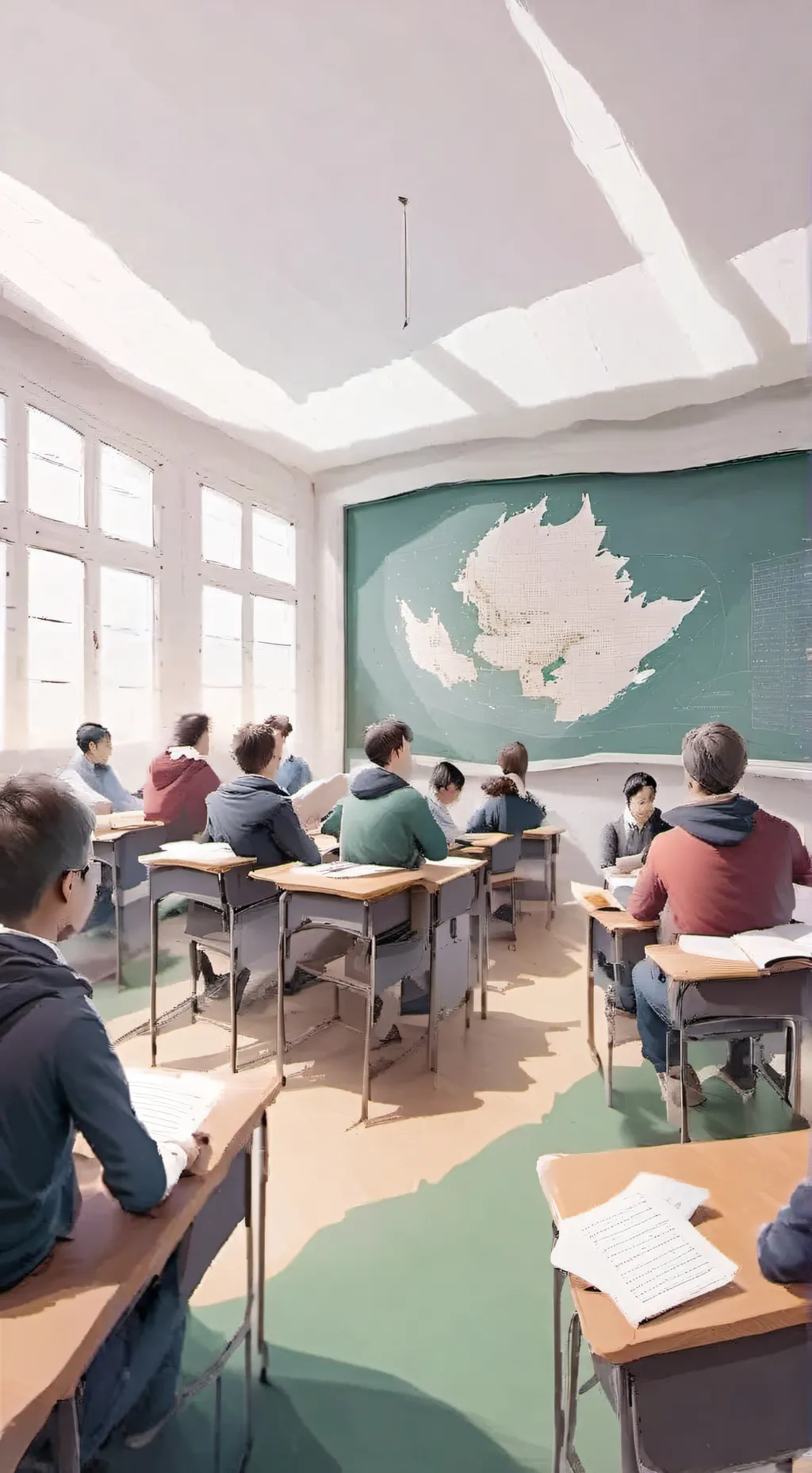 ai character: clas room  background