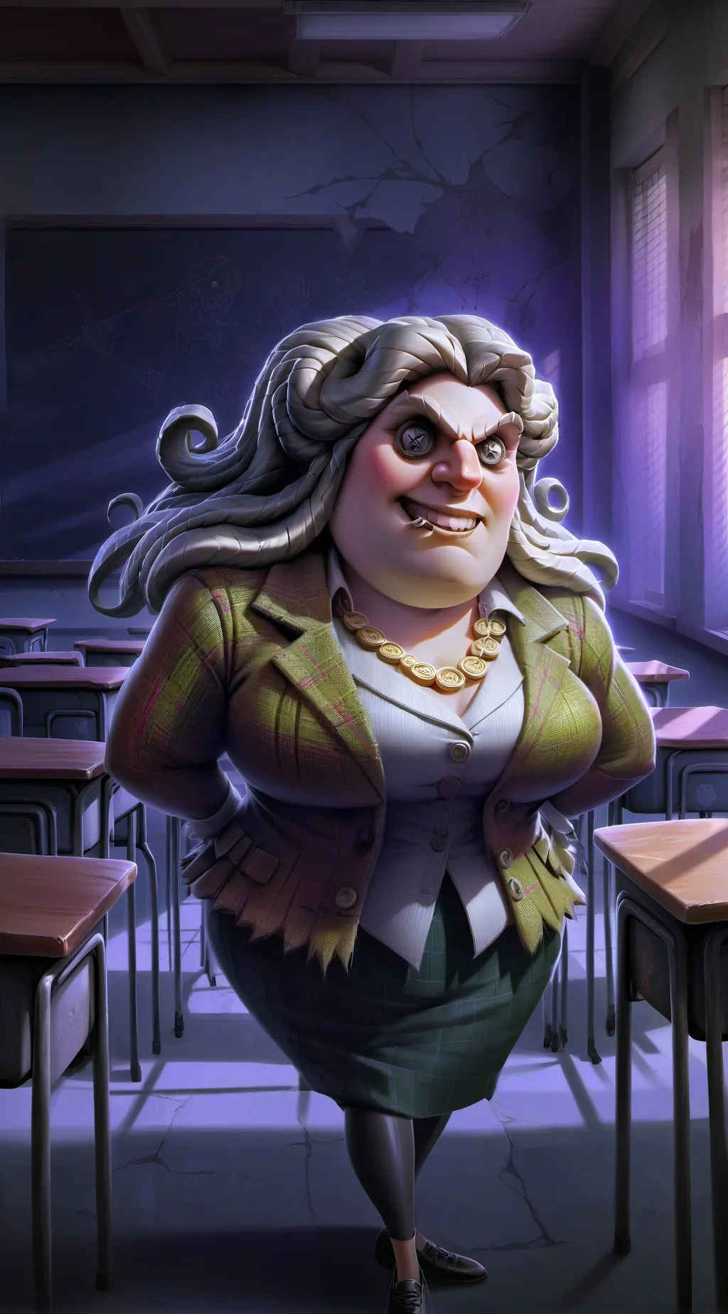 ai character: evil teacher  background