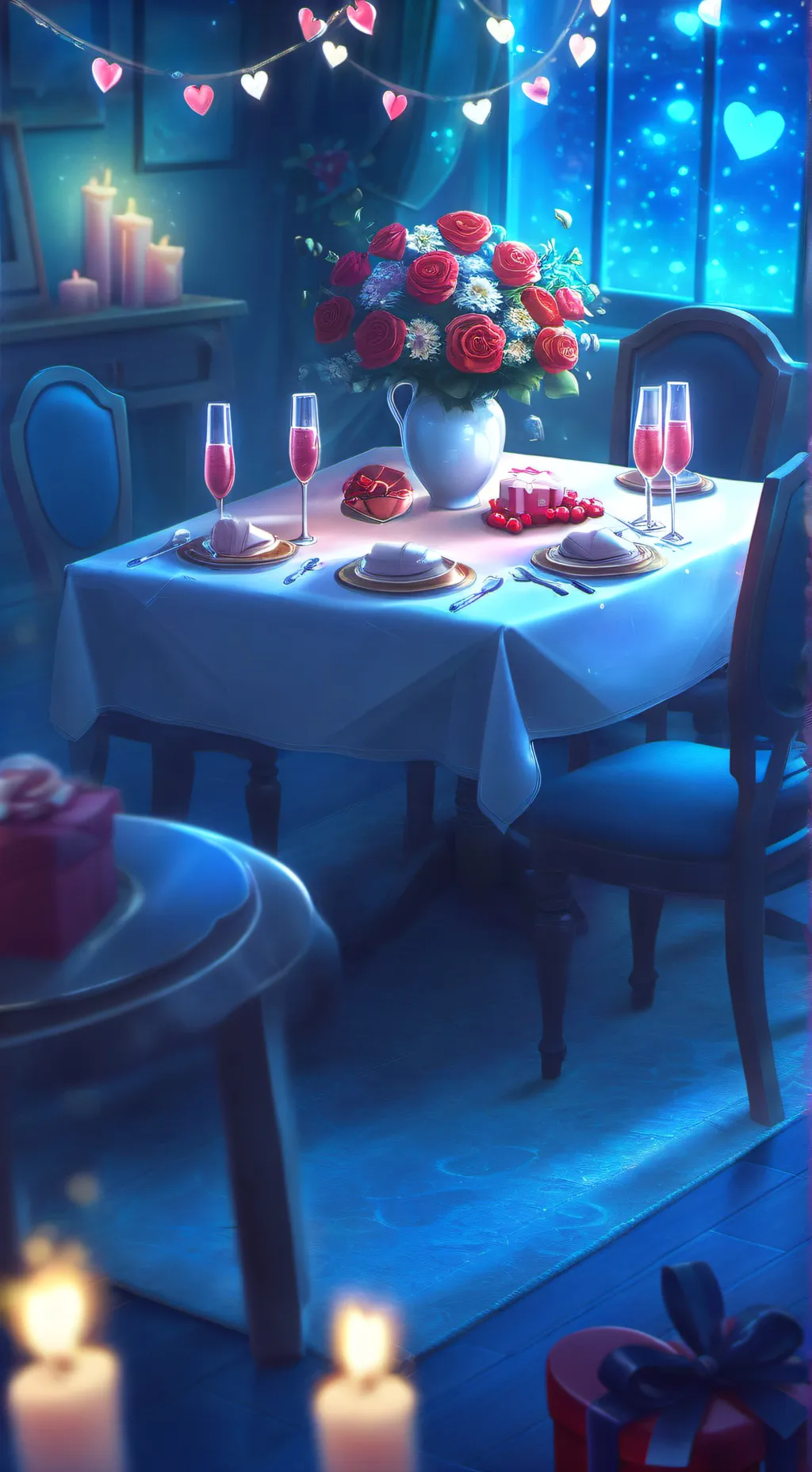 ai character: Valentines date  background