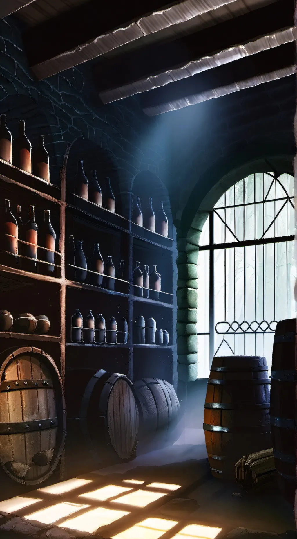 ai character: The cellar market background