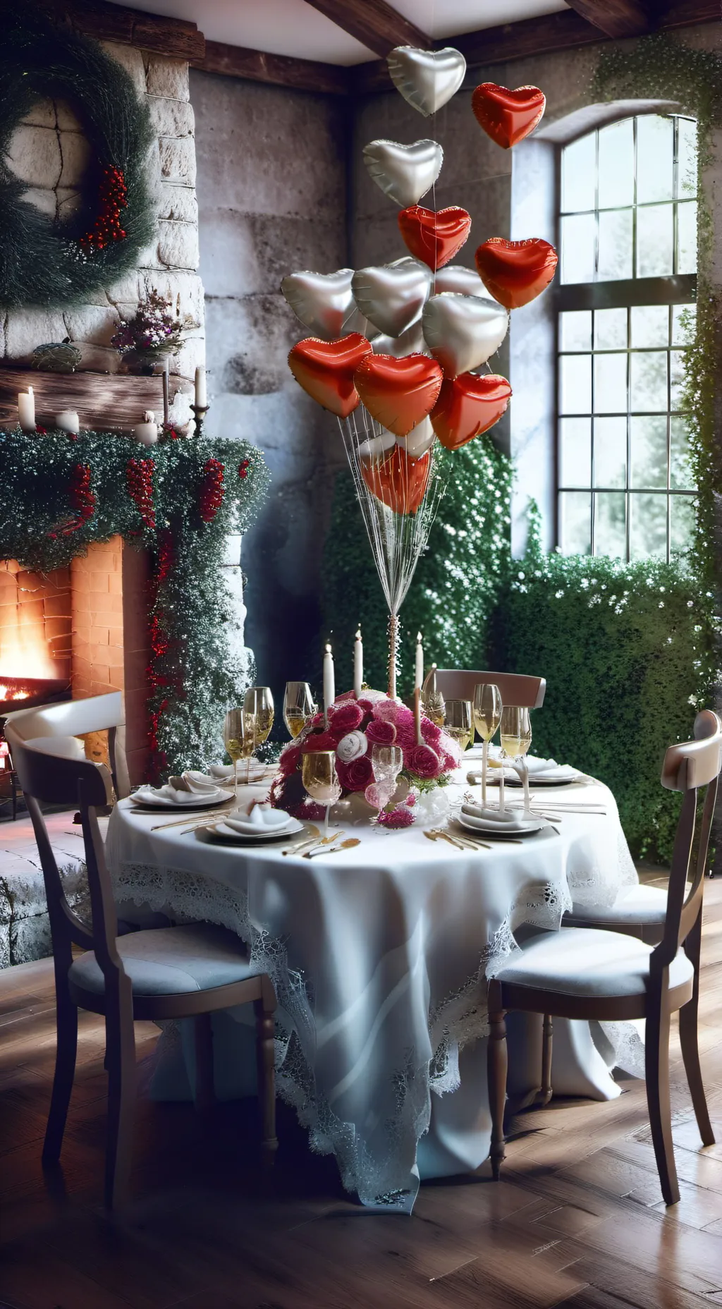 ai character: Valentines date  background