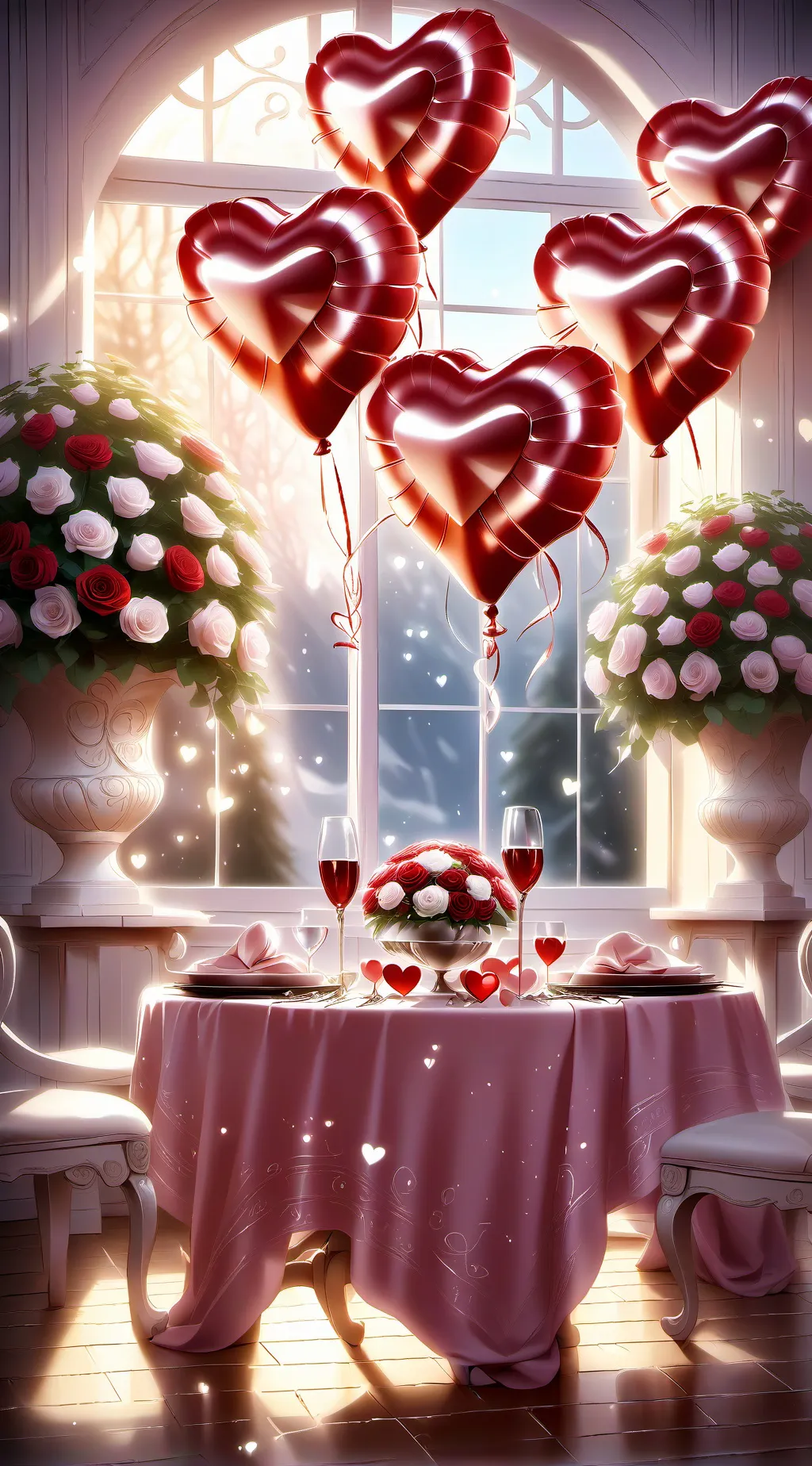 ai character: Valentines date  background