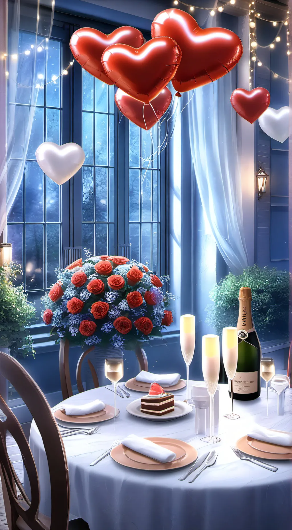 ai character: Valentines date  background