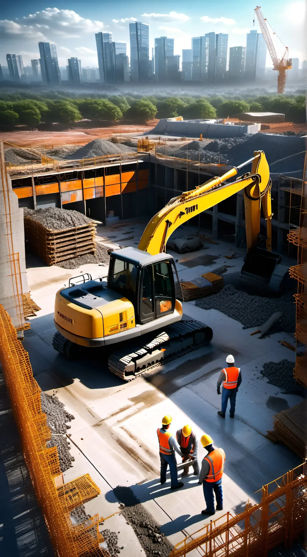 ai character: construccion background