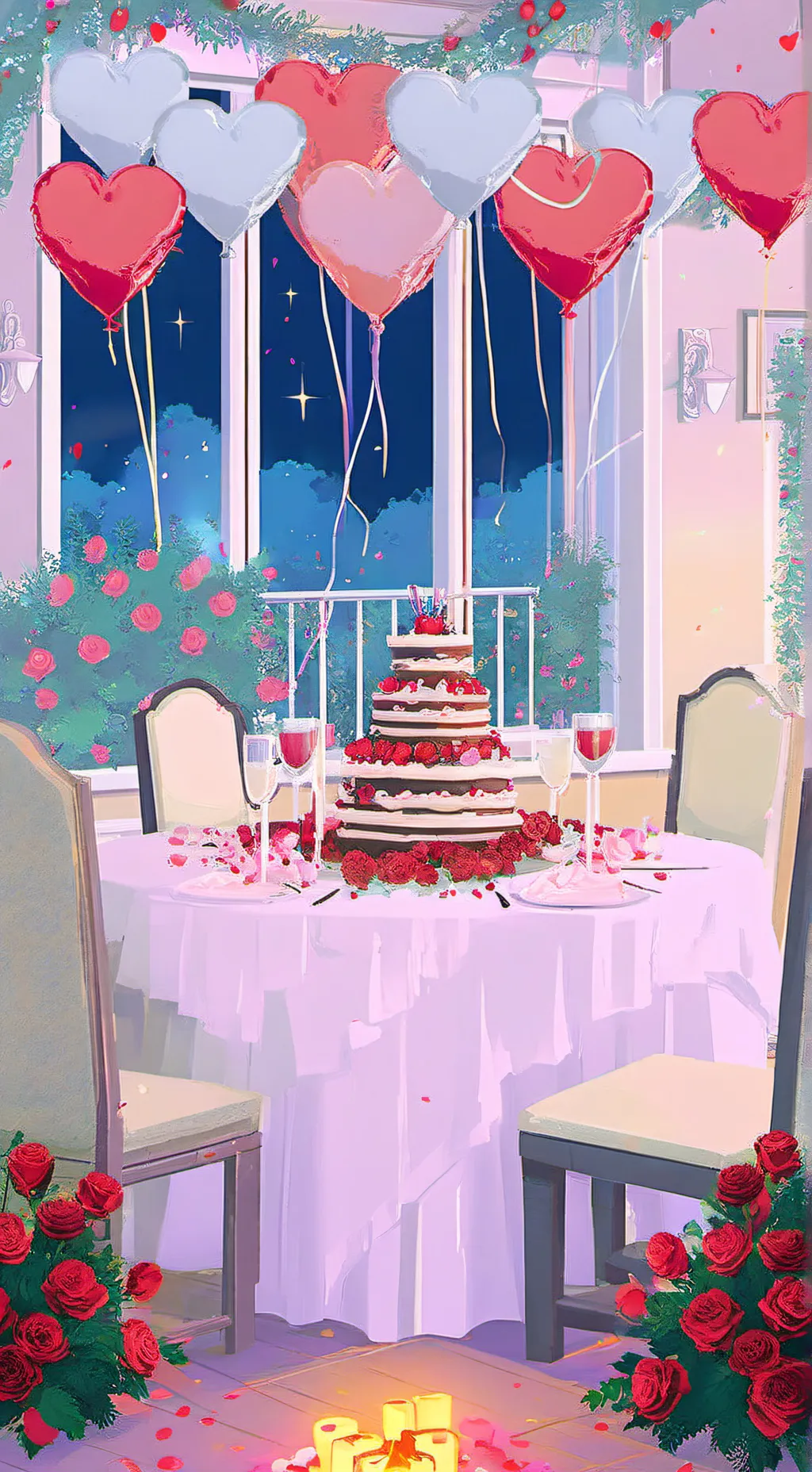 ai character: Valentines date  background