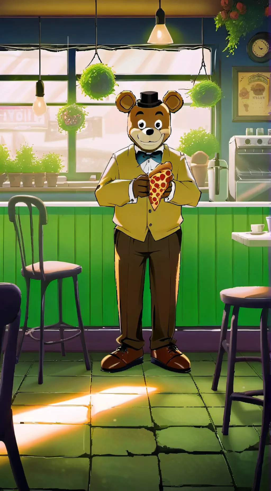 ai character: fnaf pizzeria sim background