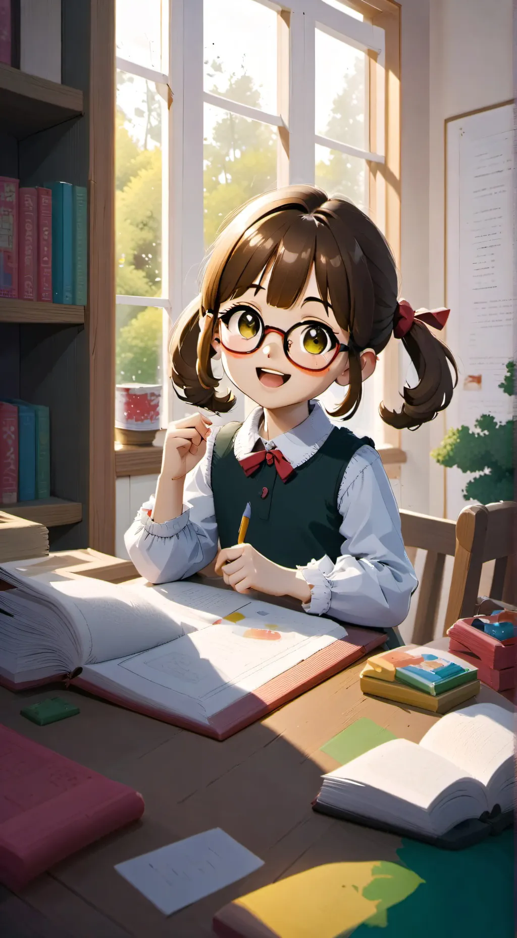 ai character: Smart girl Sally background