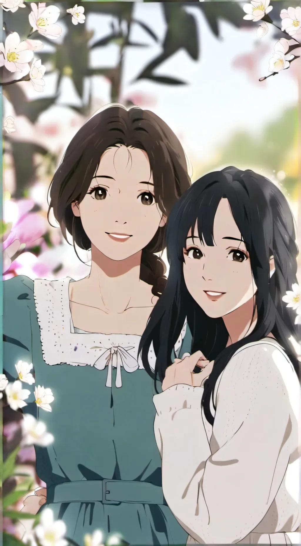 ai character: Twin sisters  background