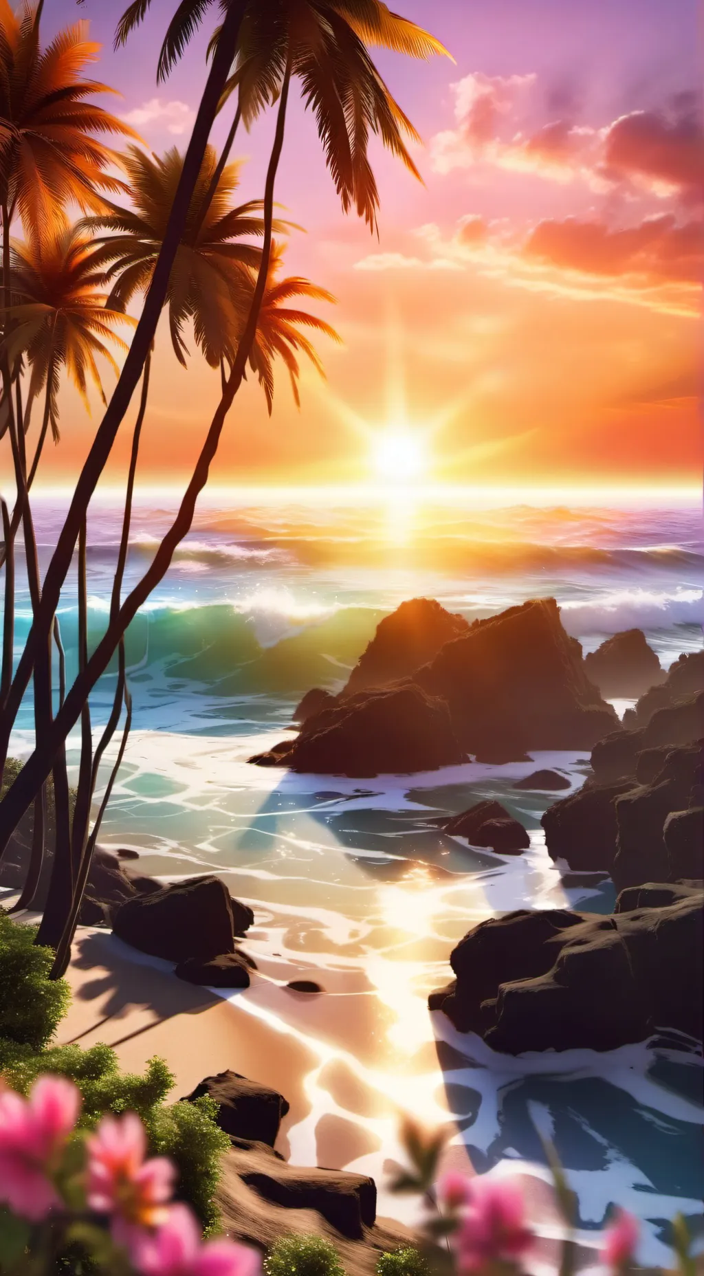 ai character: A sunny sunset background