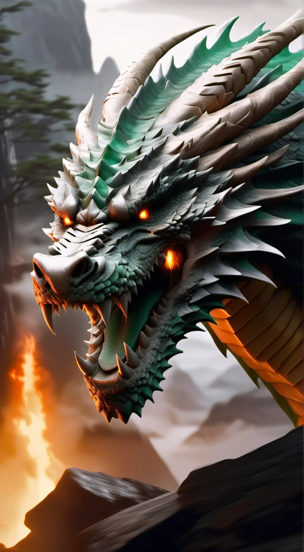 ai character: female dragon  background