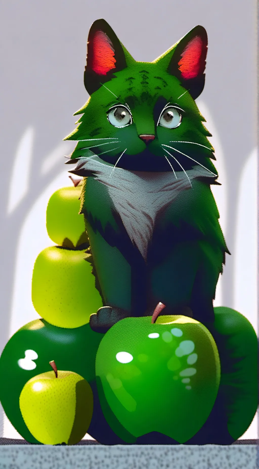 ai character: green apple cat background