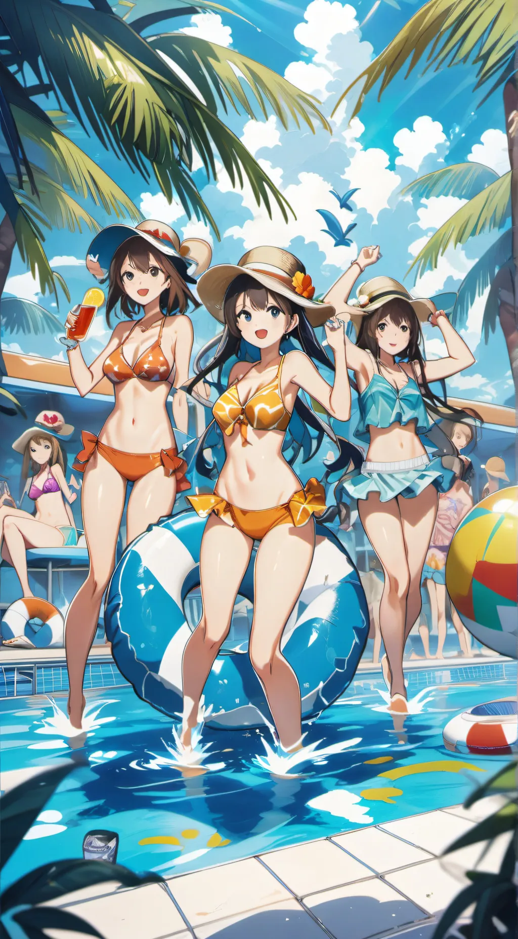 ai character: Pool party background