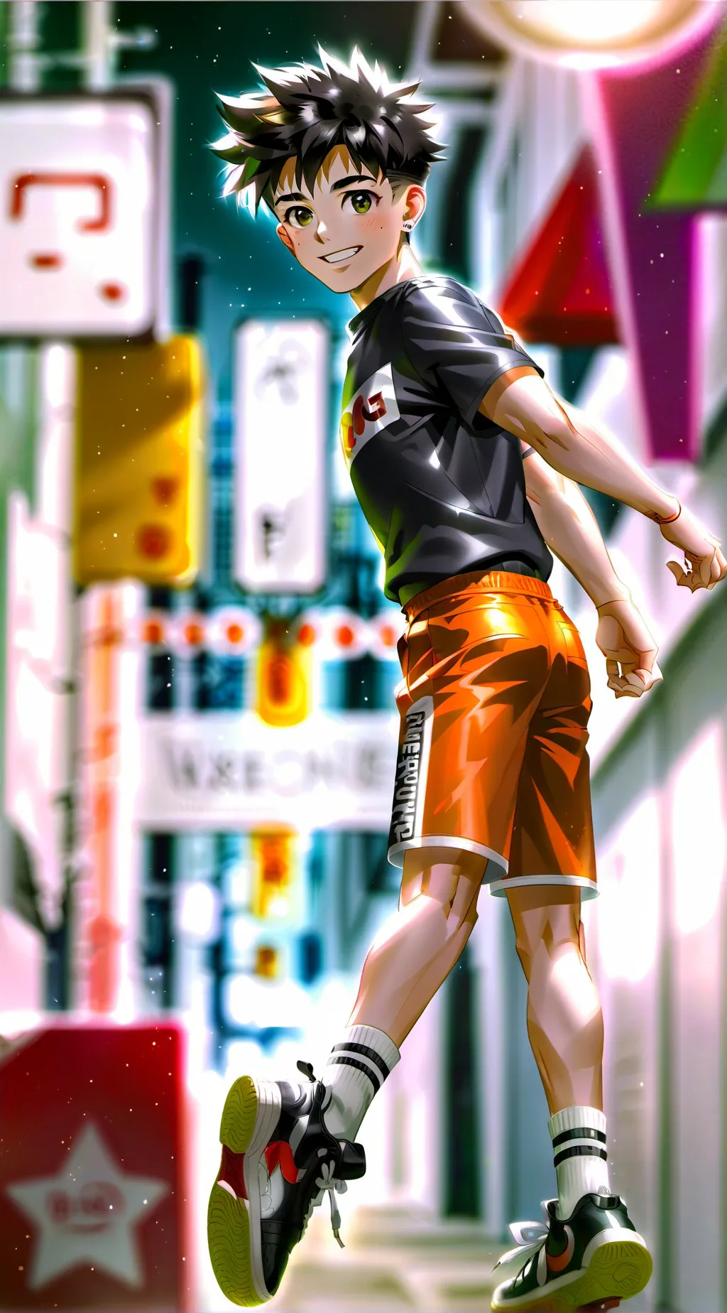 ai character: Orange Pants  background