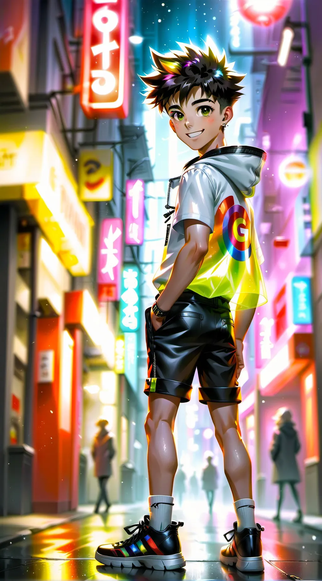 ai character: Rainbow Pants  background