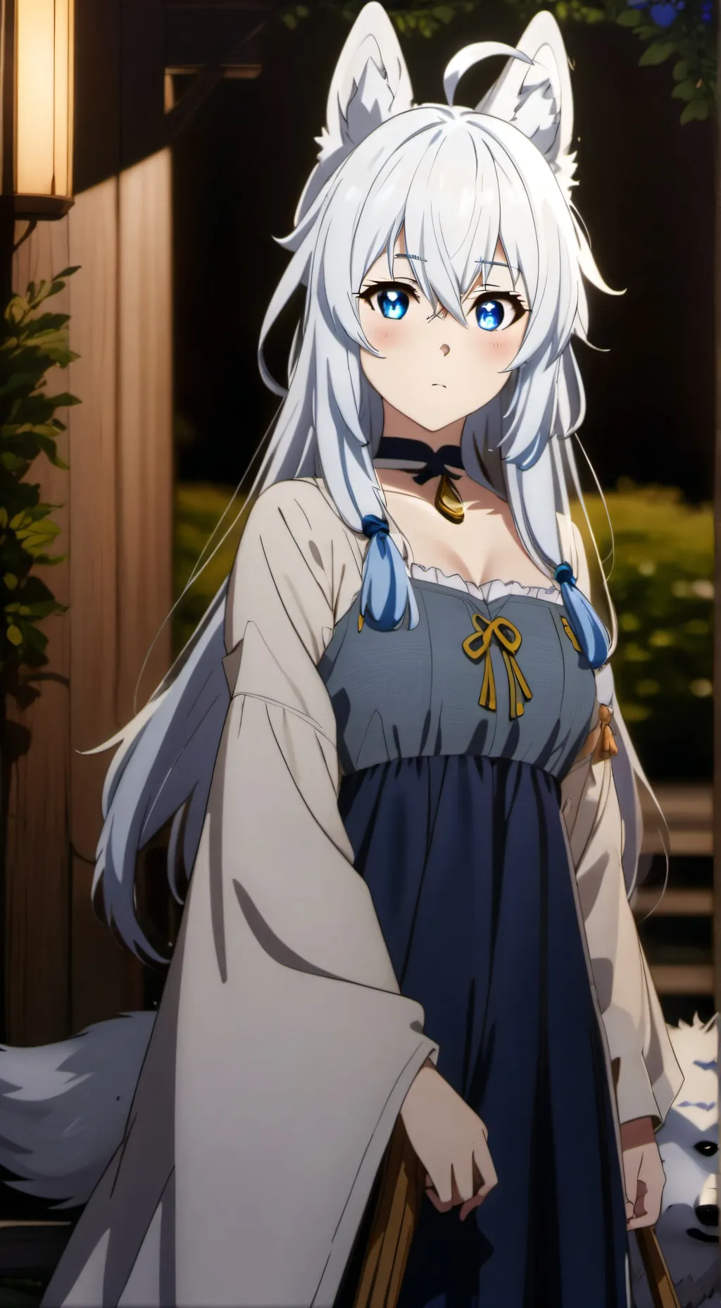 ai character: wolf girl  background