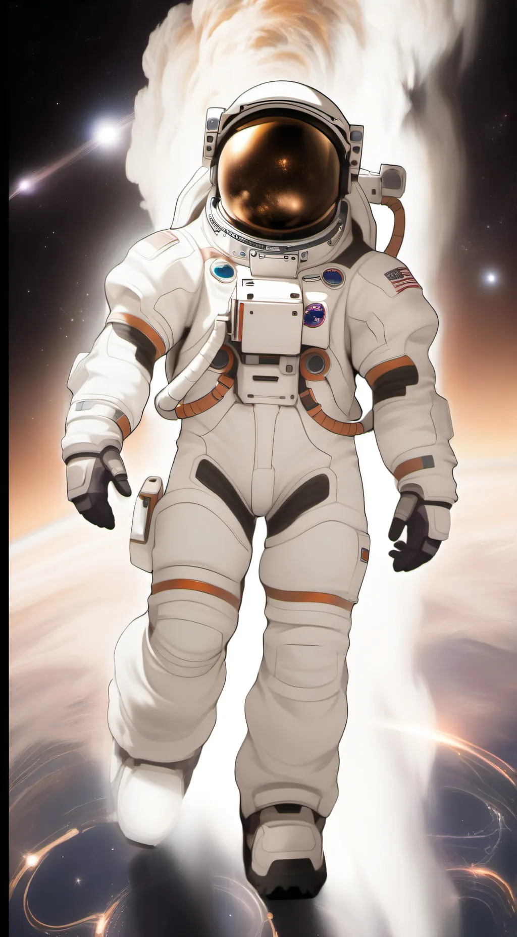 ai character: giant astronaut  background
