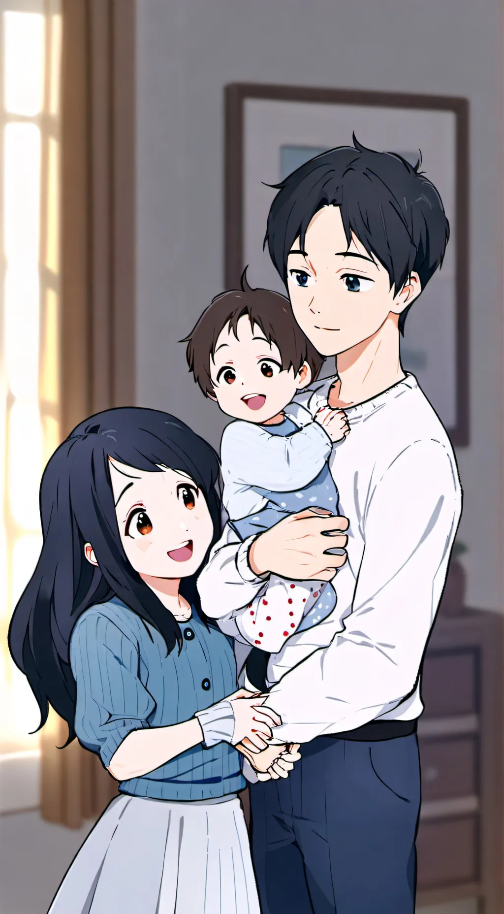 ai character: mama,papa,mia background