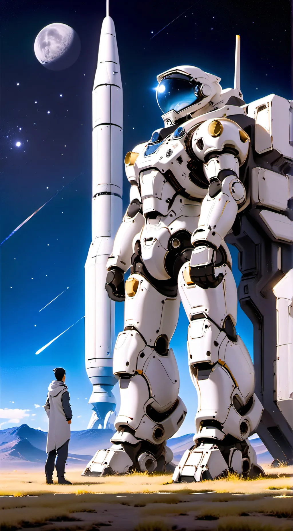 ai character: giant astronaut  background