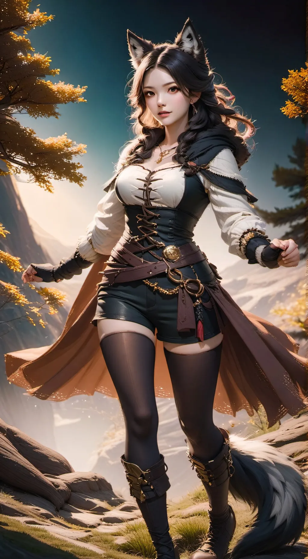 ai character: Wolf Girl background