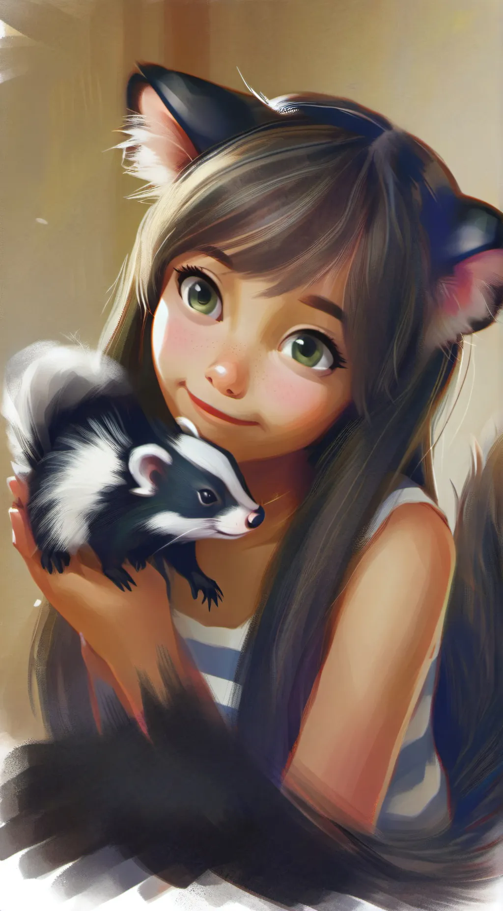 ai character: Striped Skunk Furry background