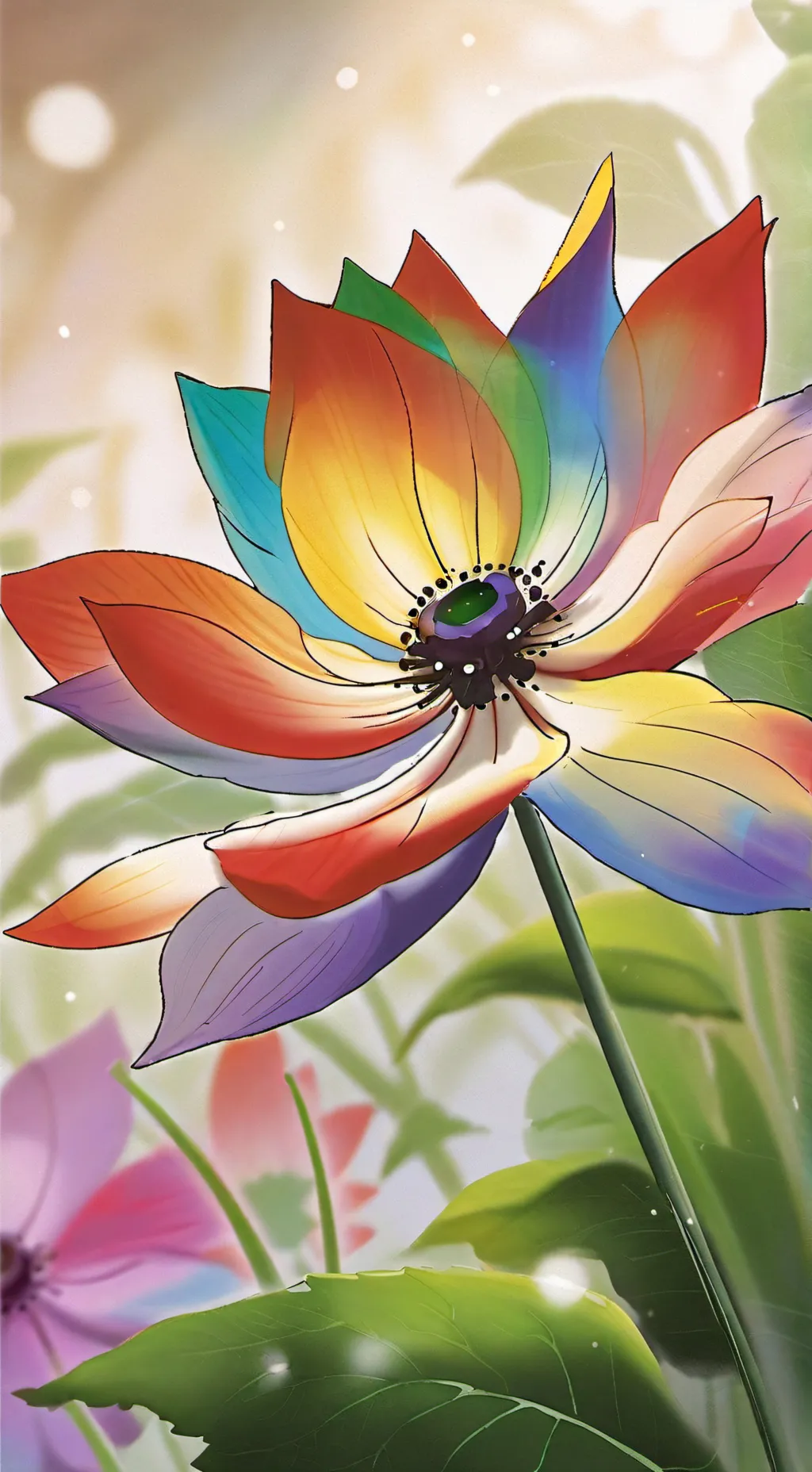 ai character: dandy by bluudud background